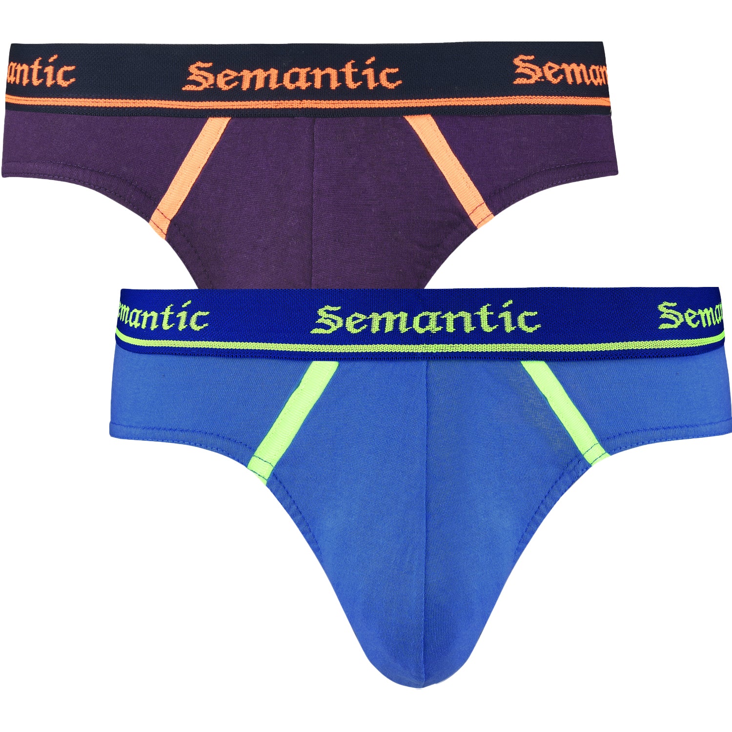 Semantic Cotton Briefs - Designer Waistband with Tape - Solid (Pack of 2) - Semantic