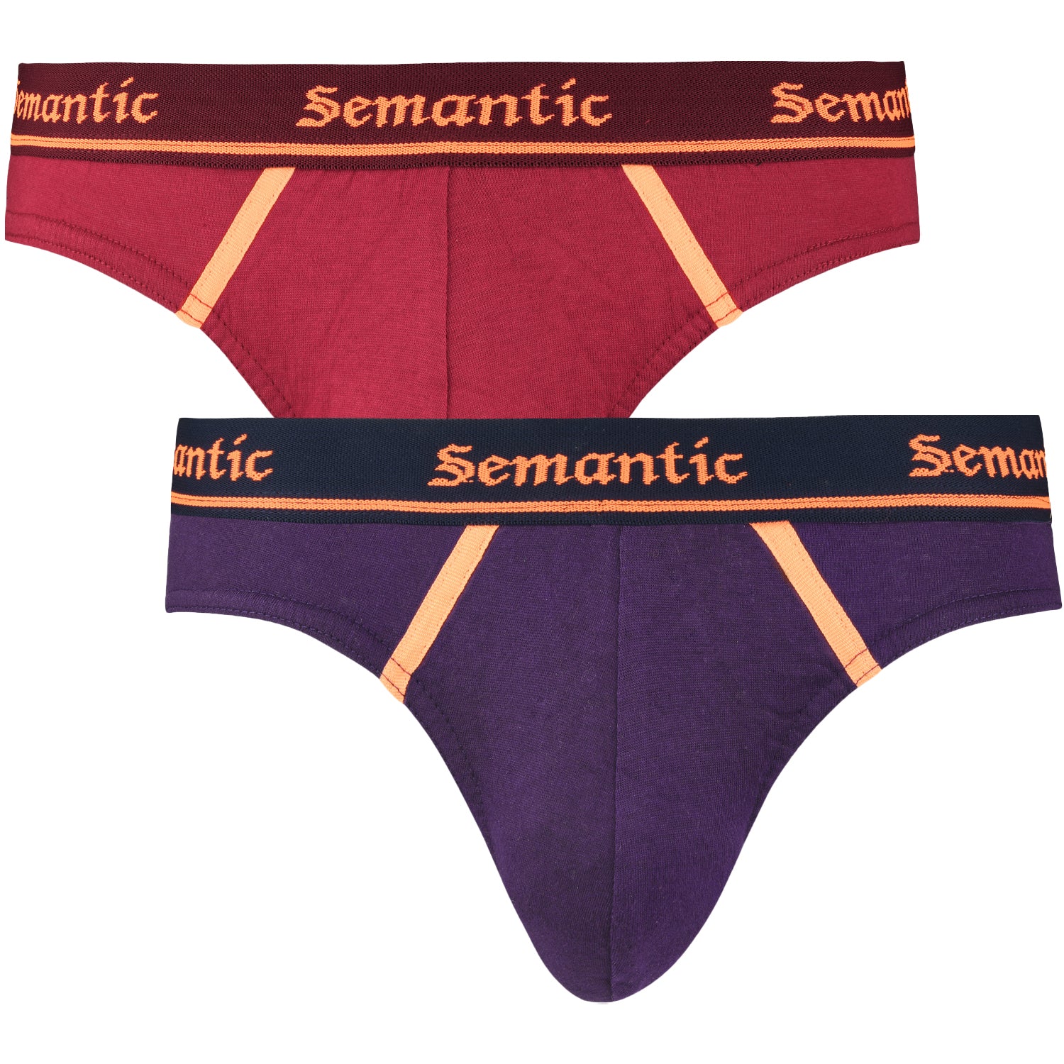 Semantic Cotton Briefs - Designer Waistband with Tape - Solid (Pack of 2) - Semantic