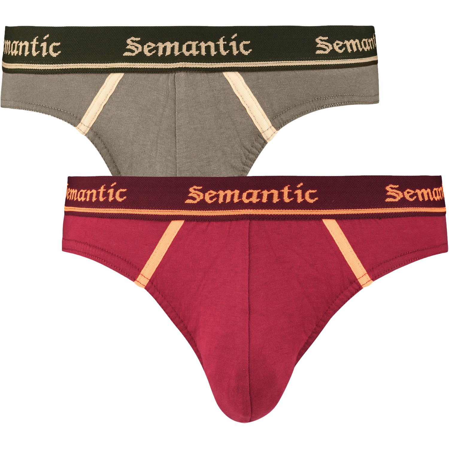 Semantic Cotton Briefs - Designer Waistband with Tape - Solid (Pack of 2) - Semantic