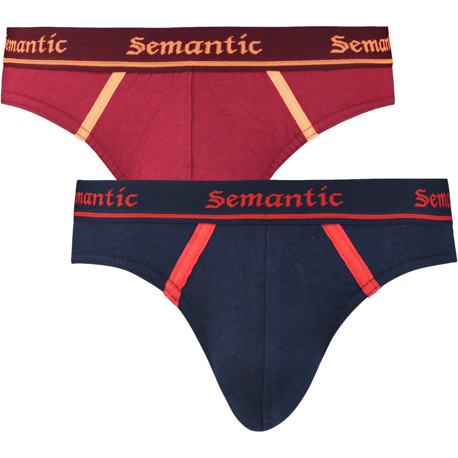 Semantic Cotton Briefs - Designer Waistband with Tape - Solid (Pack of 2) - Semantic