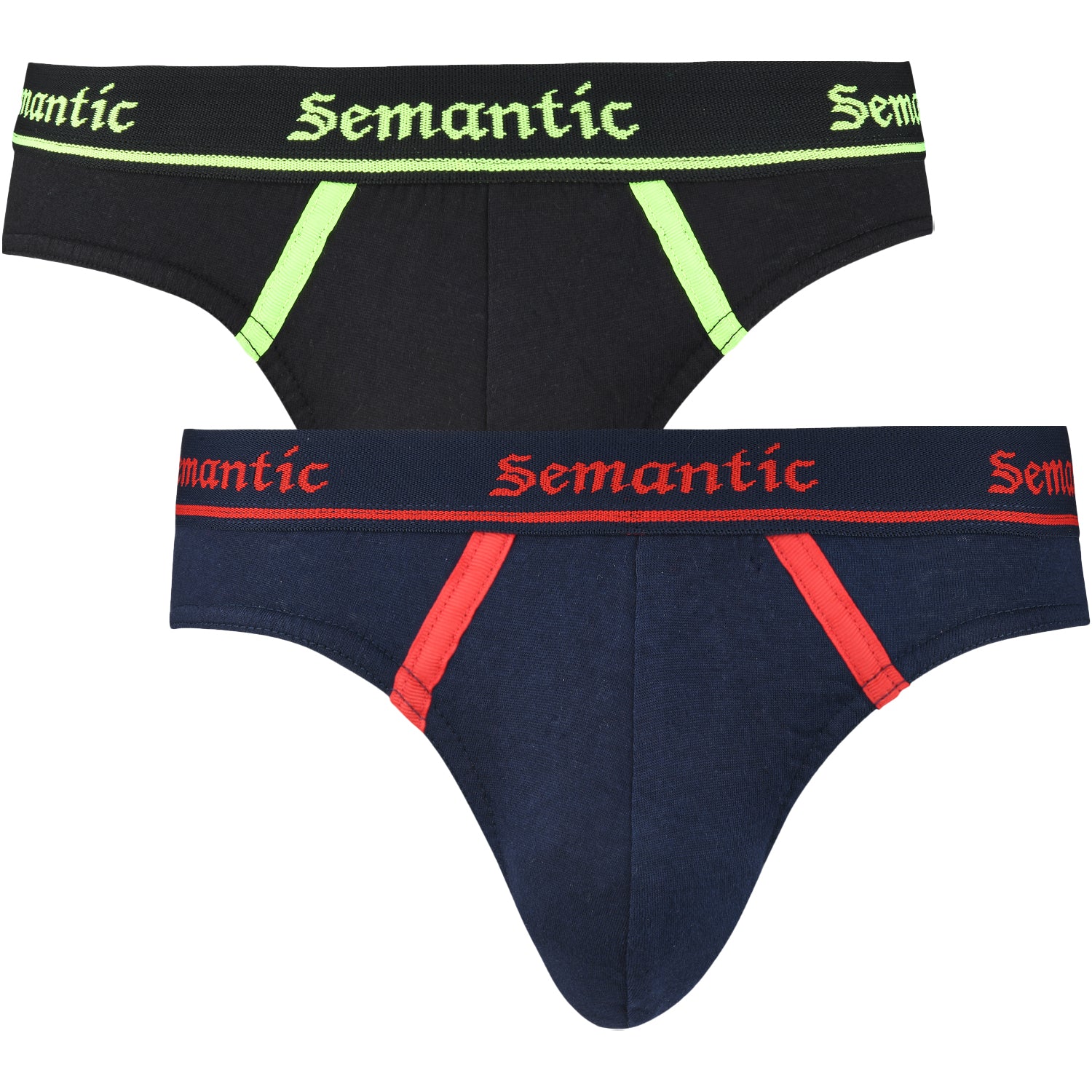 Semantic Cotton Briefs - Designer Waistband with Tape - Solid (Pack of 2) - Semantic