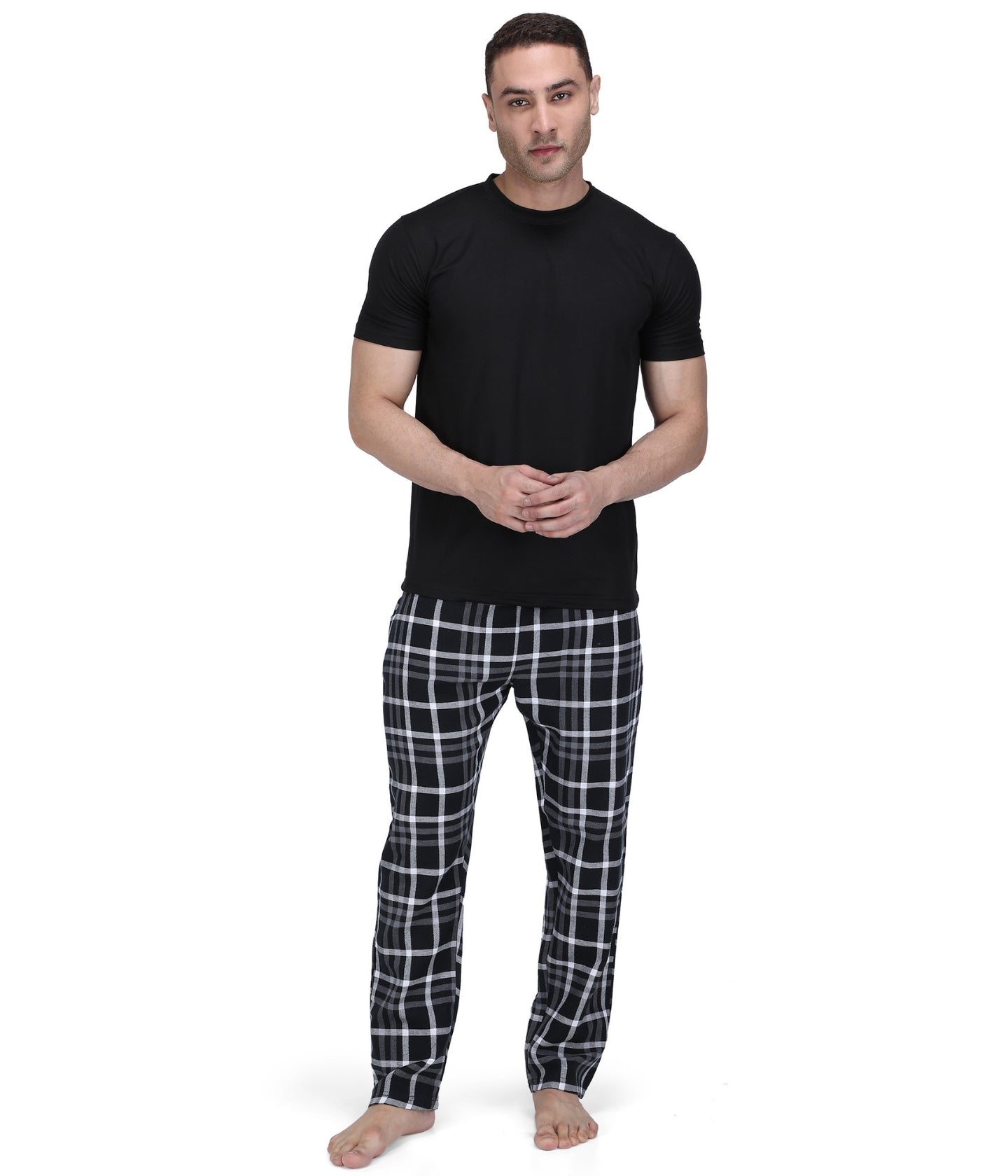 Semantic Men's Black Checks Pyjamas - Semantic