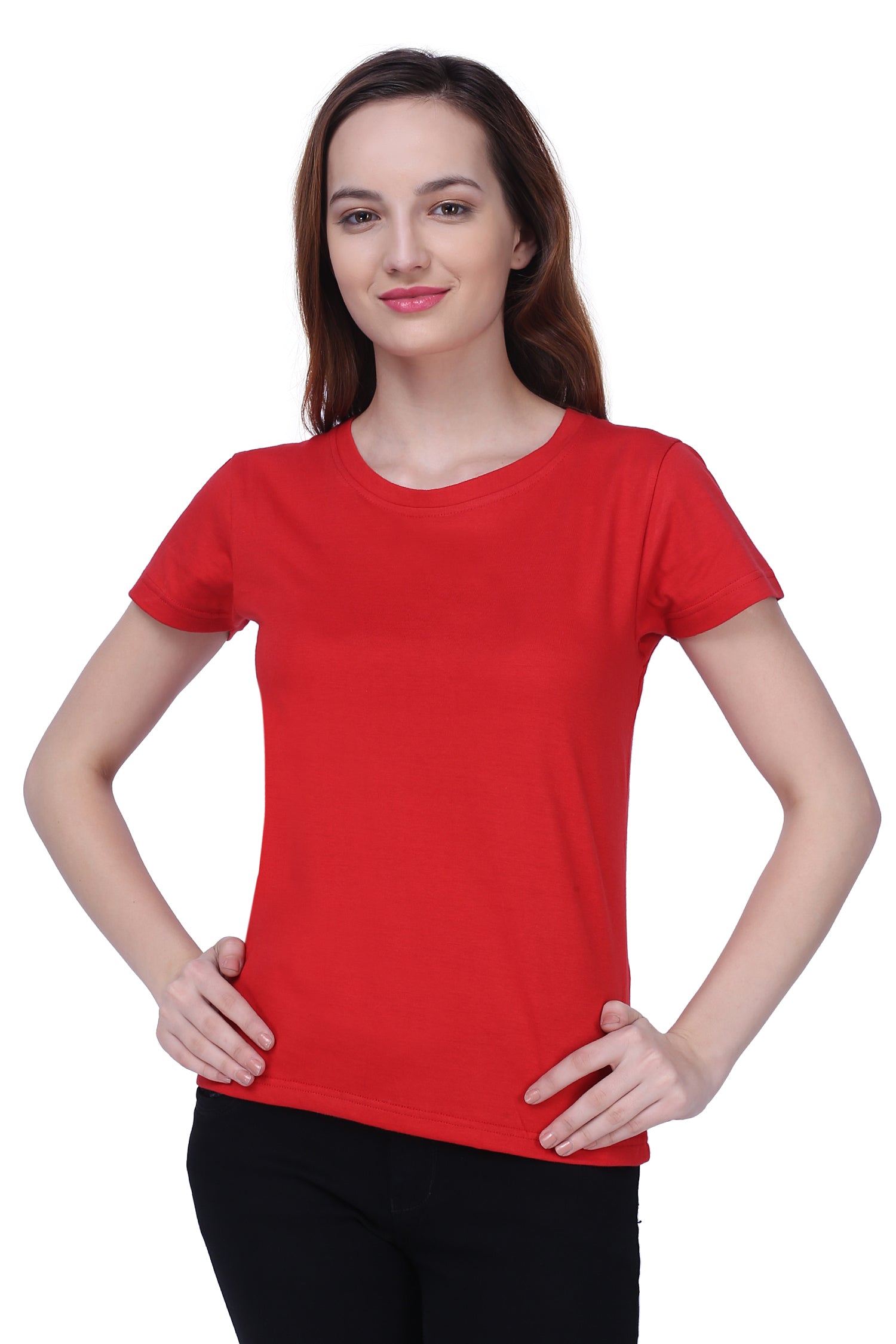 Semantic Women's Half Sleeve Cotton T-shirt - Solid (Regular Fit) - Semantic