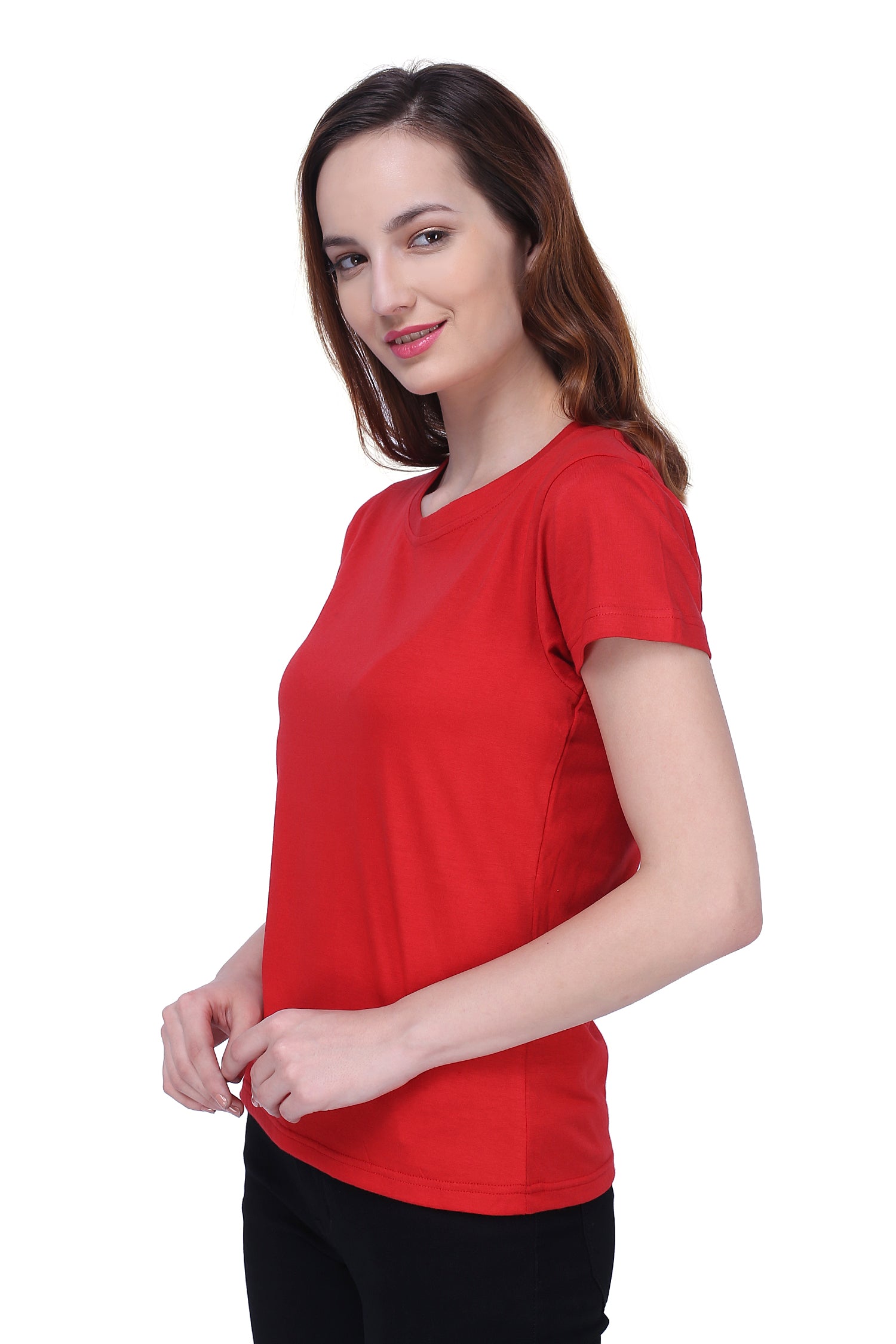 Semantic Women's Half Sleeve Cotton T-shirt - Solid (Regular Fit) - Semantic