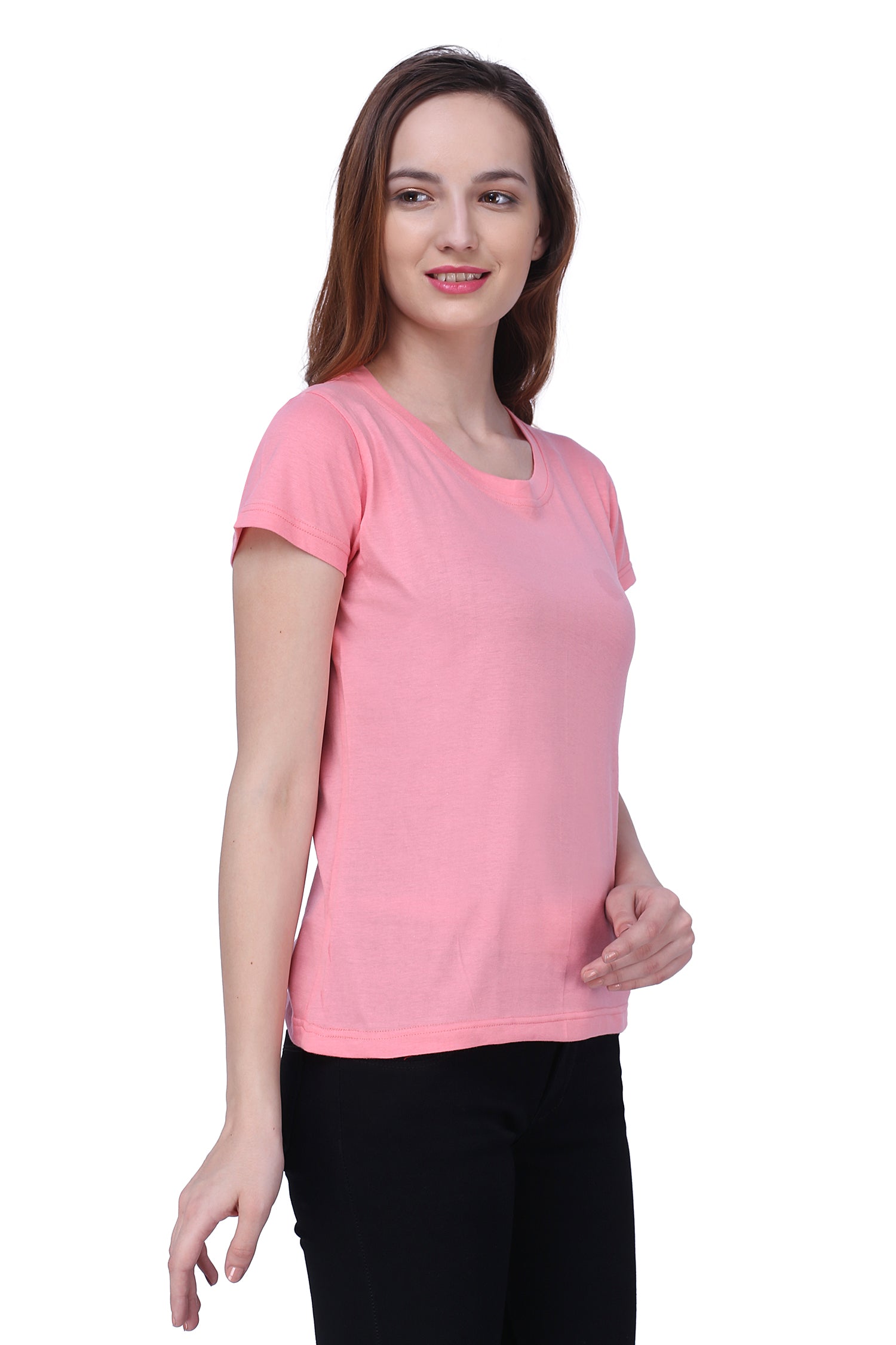 Semantic Women's Half Sleeve Cotton T-shirt - Solid (Regular Fit) - Semantic