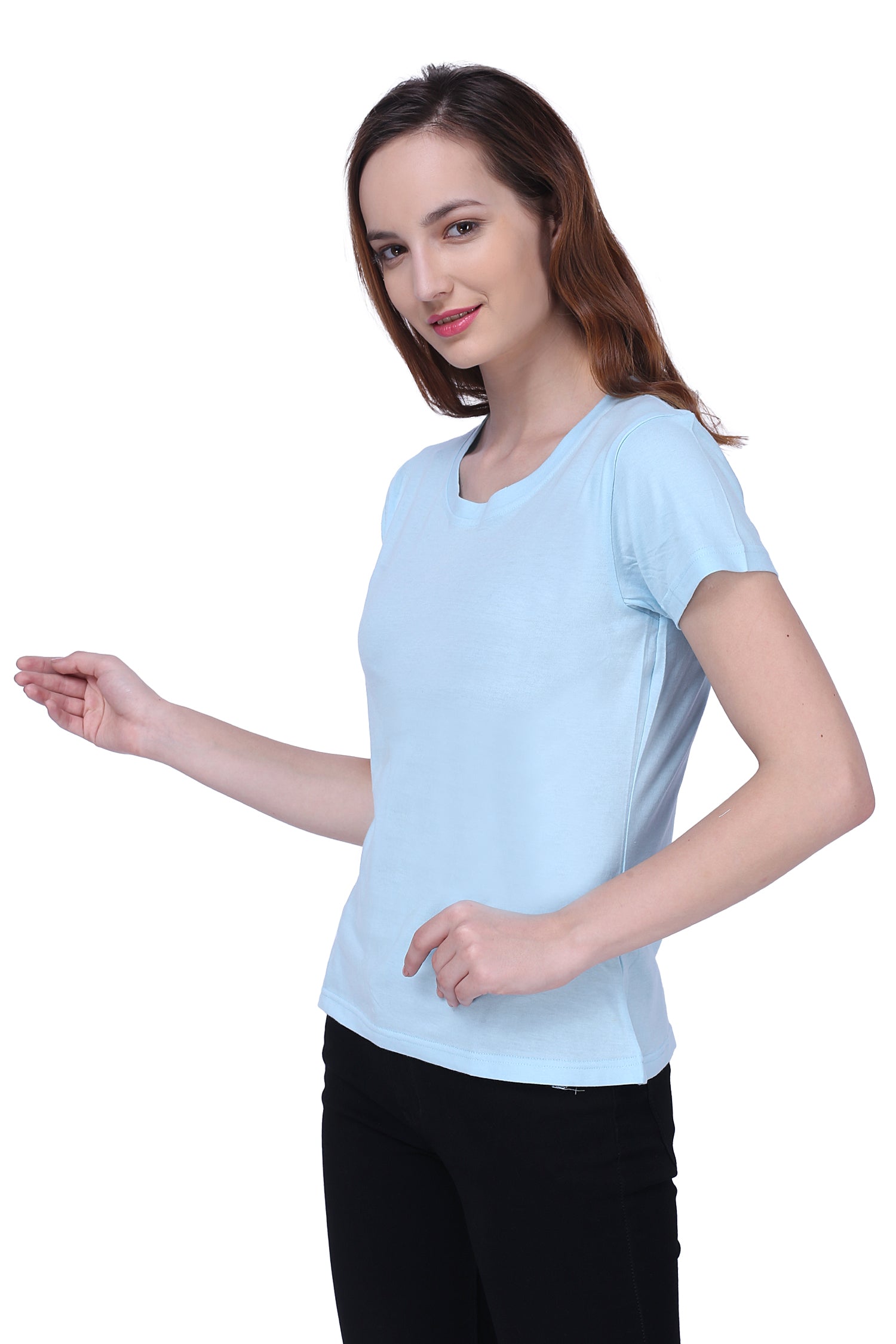 Semantic Women's Half Sleeve Cotton T-shirt - Solid (Regular Fit) - Semantic
