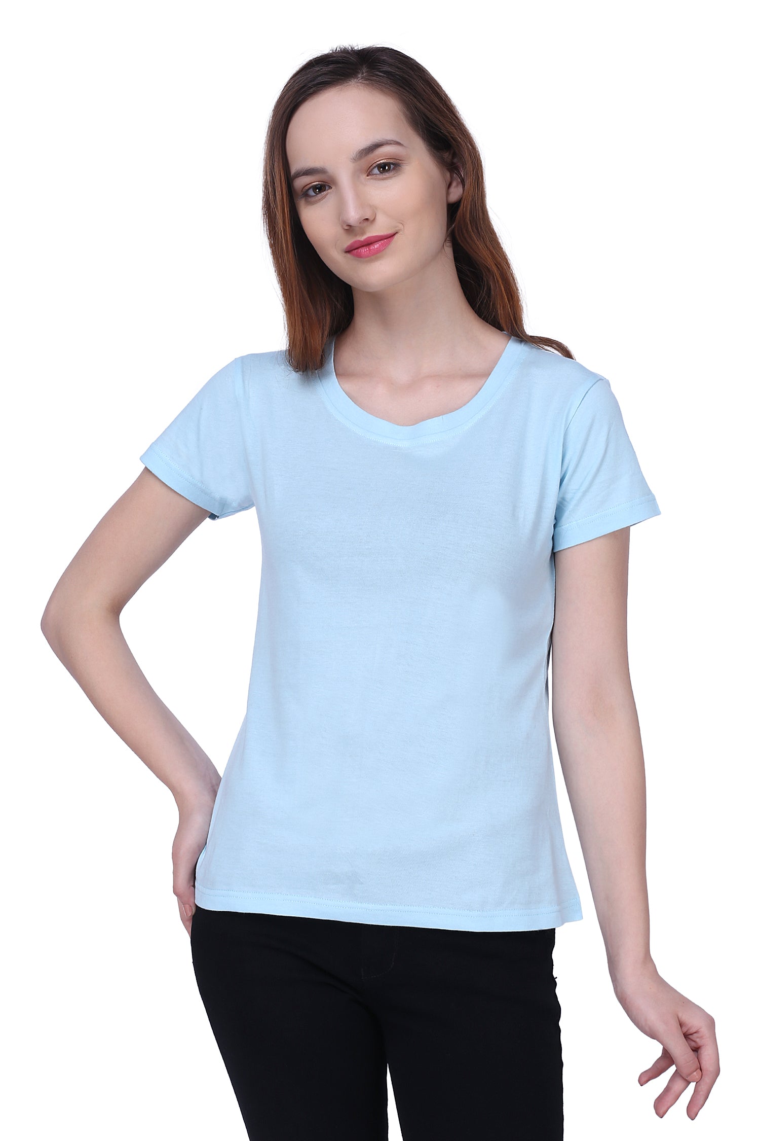 Semantic Women's Half Sleeve Cotton T-shirt - Solid (Regular Fit) - Semantic