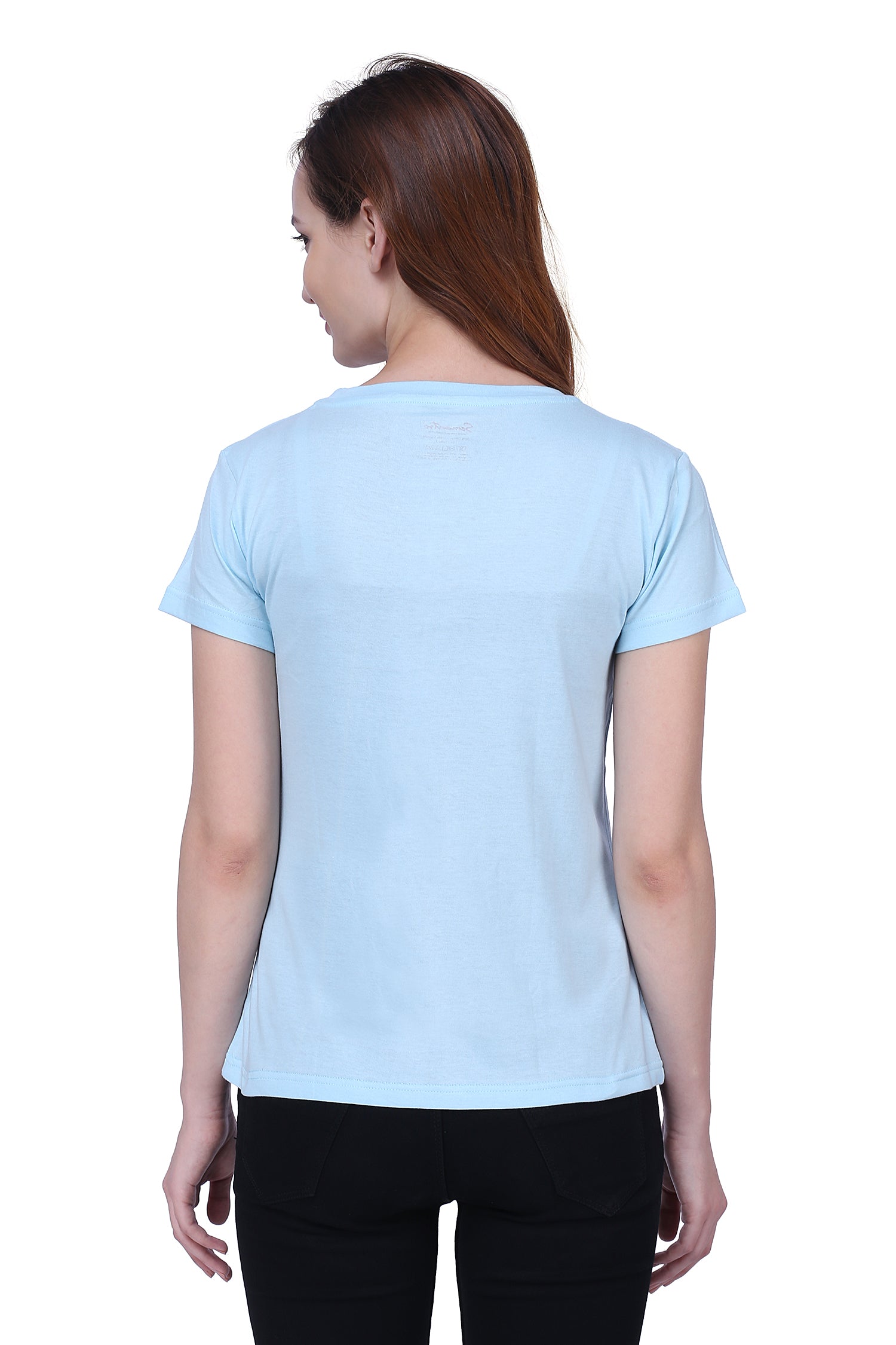 Semantic Women's Half Sleeve Cotton T-shirt - Solid (Regular Fit) - Semantic