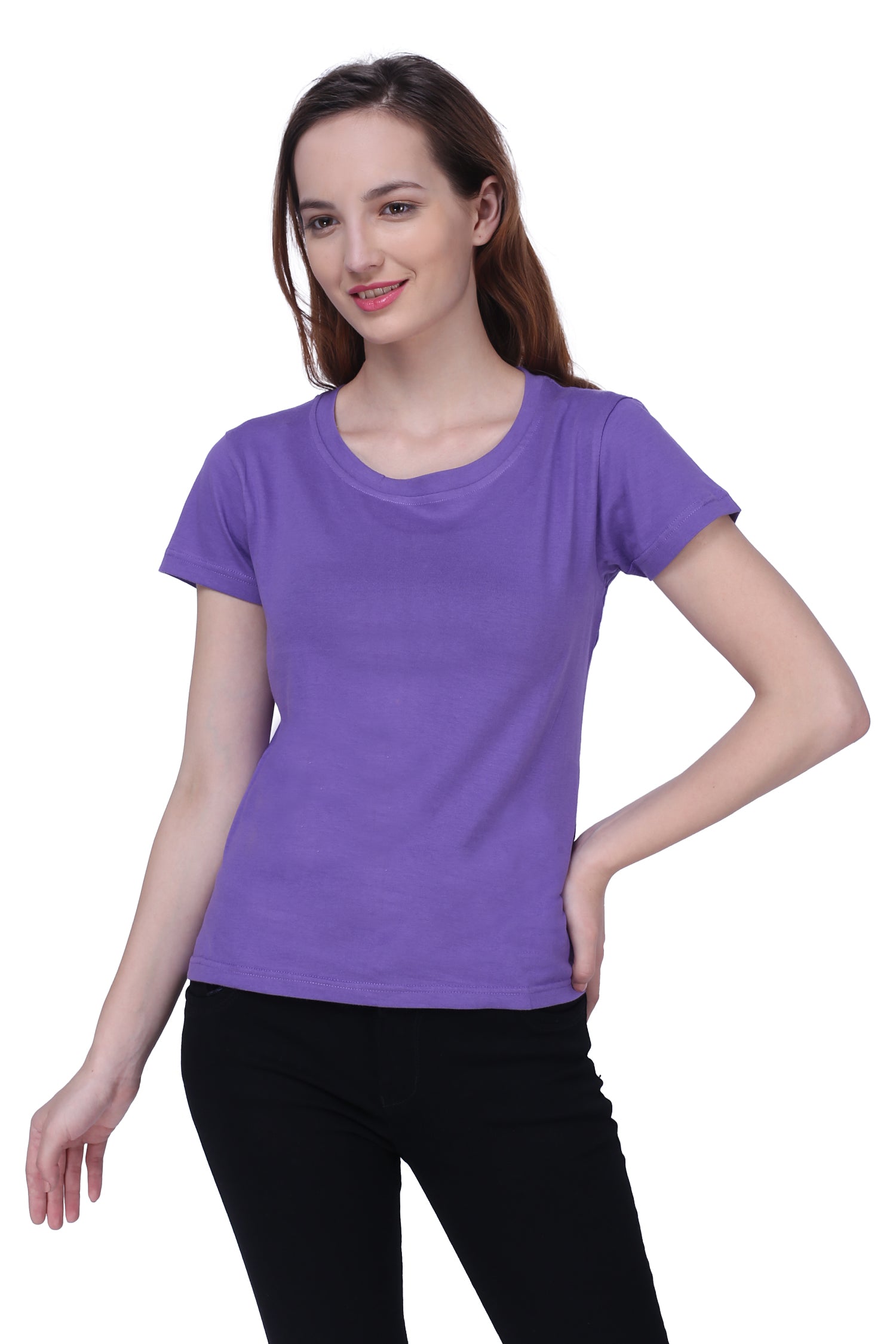 Semantic Women's Half Sleeve Cotton T-shirt - Solid (Regular Fit) - Semantic