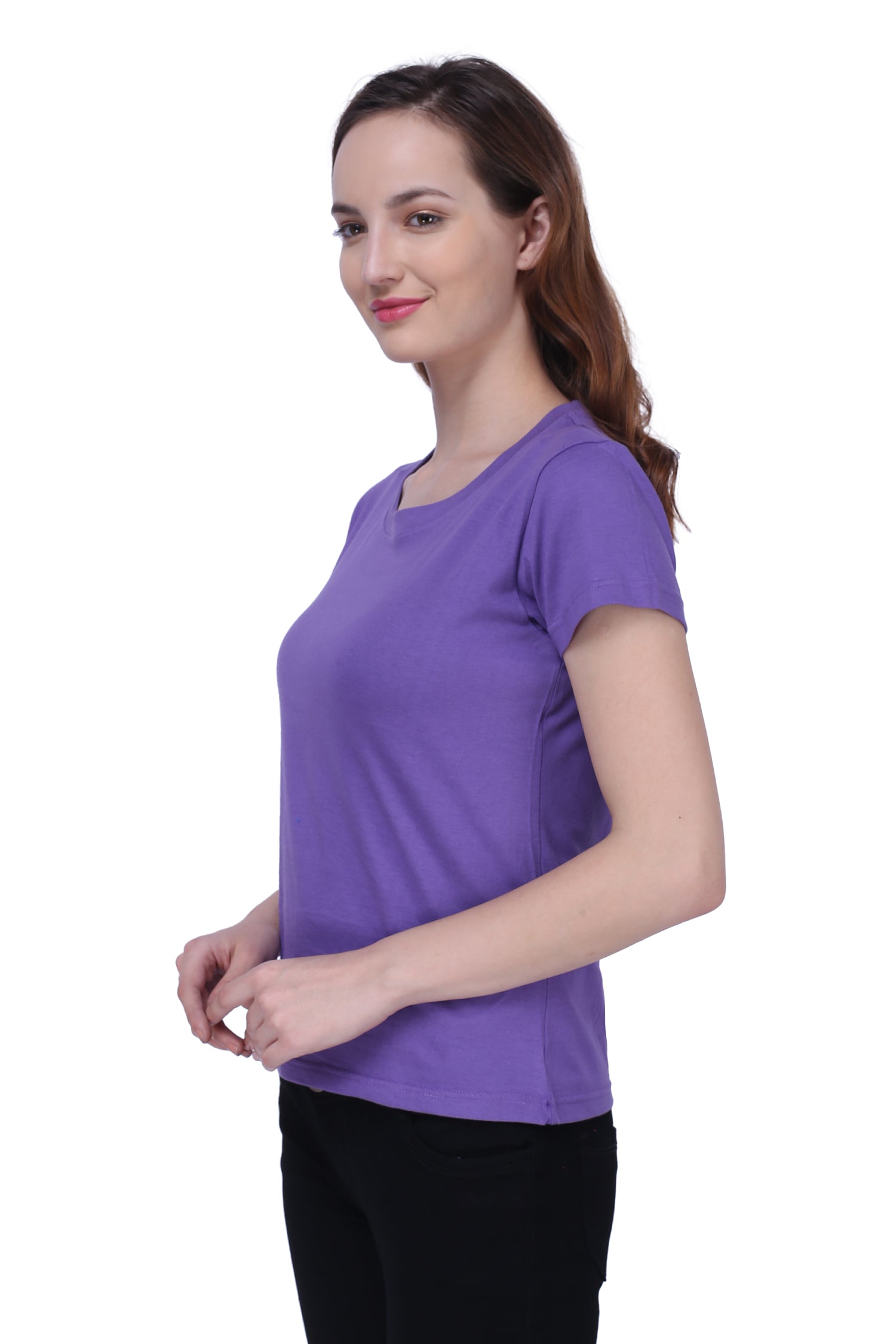Semantic Women's Half Sleeve Cotton T-shirt - Solid (Regular Fit) - Semantic