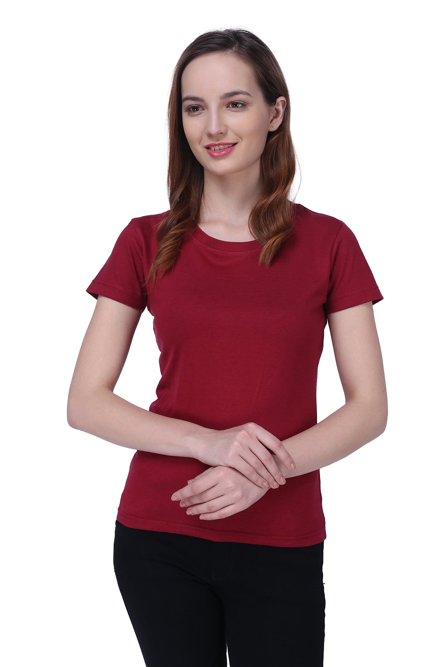 Semantic Women's Half Sleeve Cotton T-shirt - Solid (Regular Fit) - Semantic