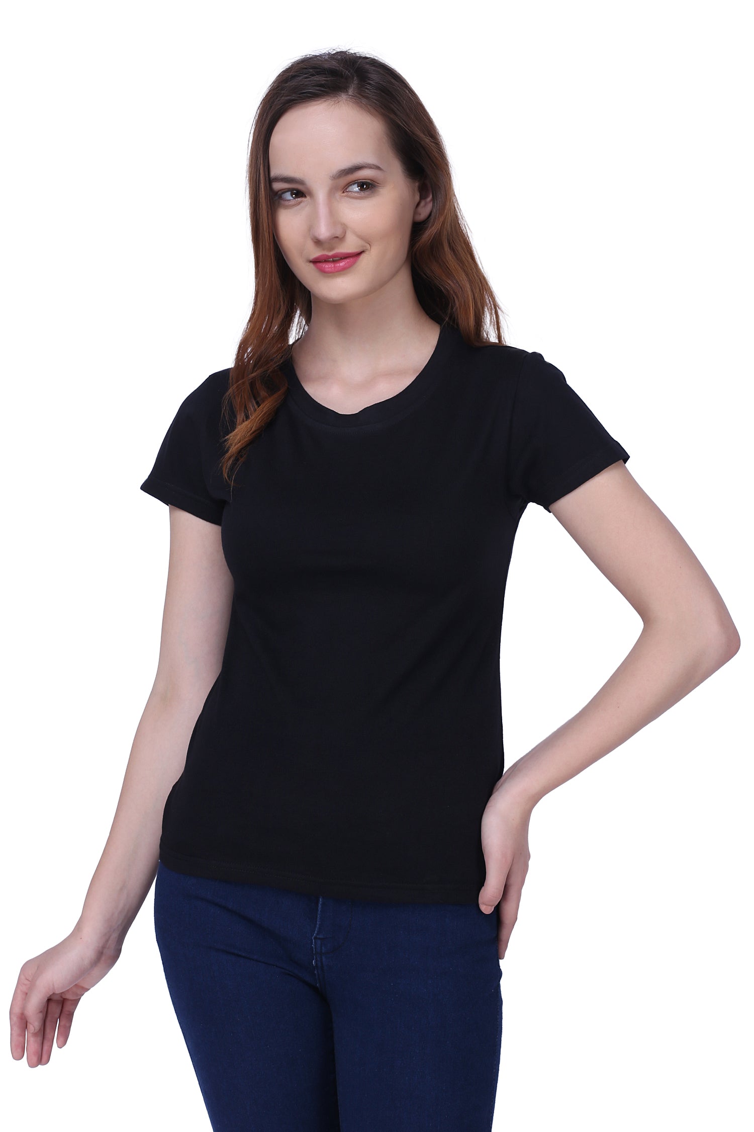 Semantic Women's Half Sleeve Cotton T-shirt - Solid (Regular Fit) - Semantic
