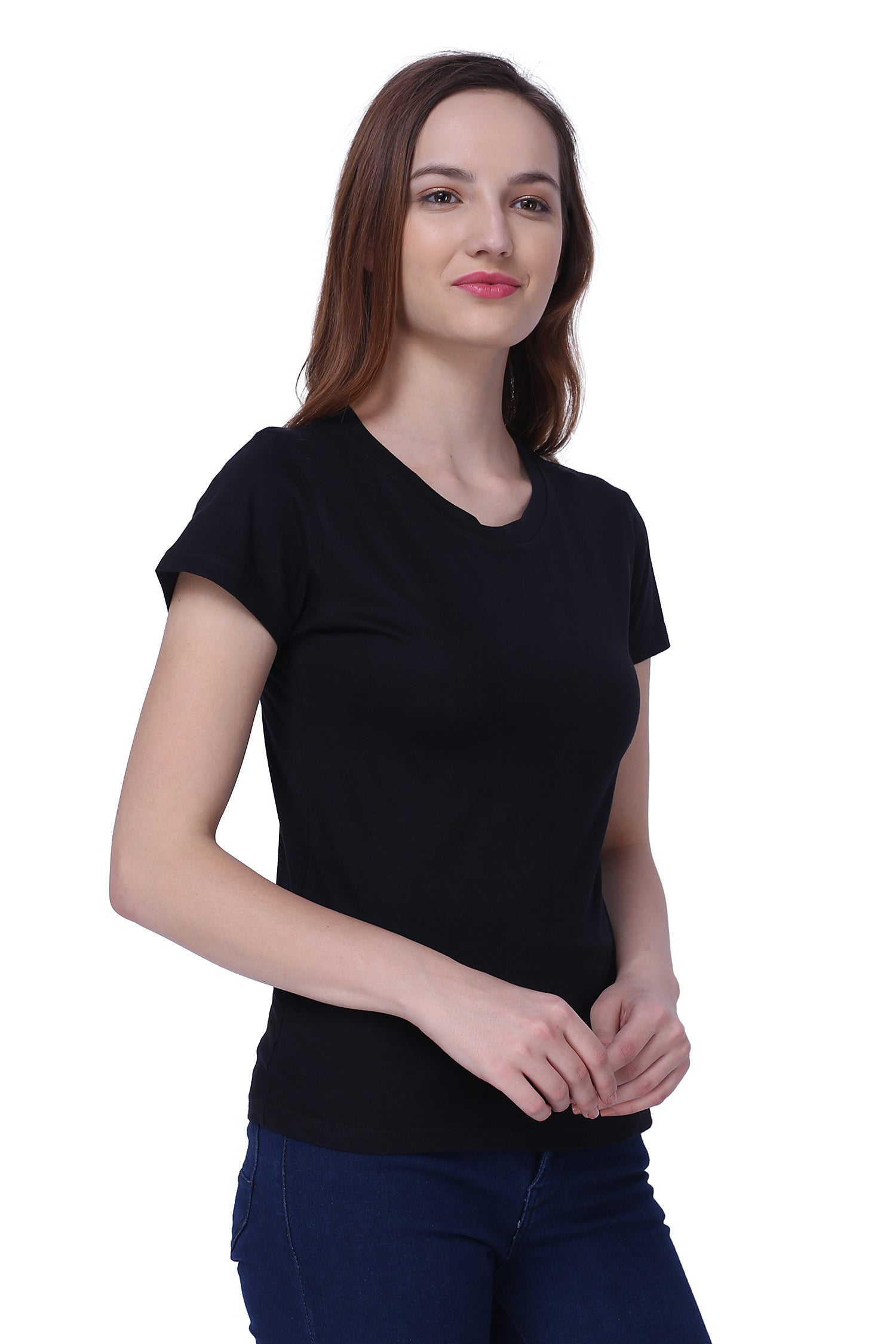 Semantic Women's Half Sleeve Cotton T-shirt - Solid (Regular Fit) - Semantic