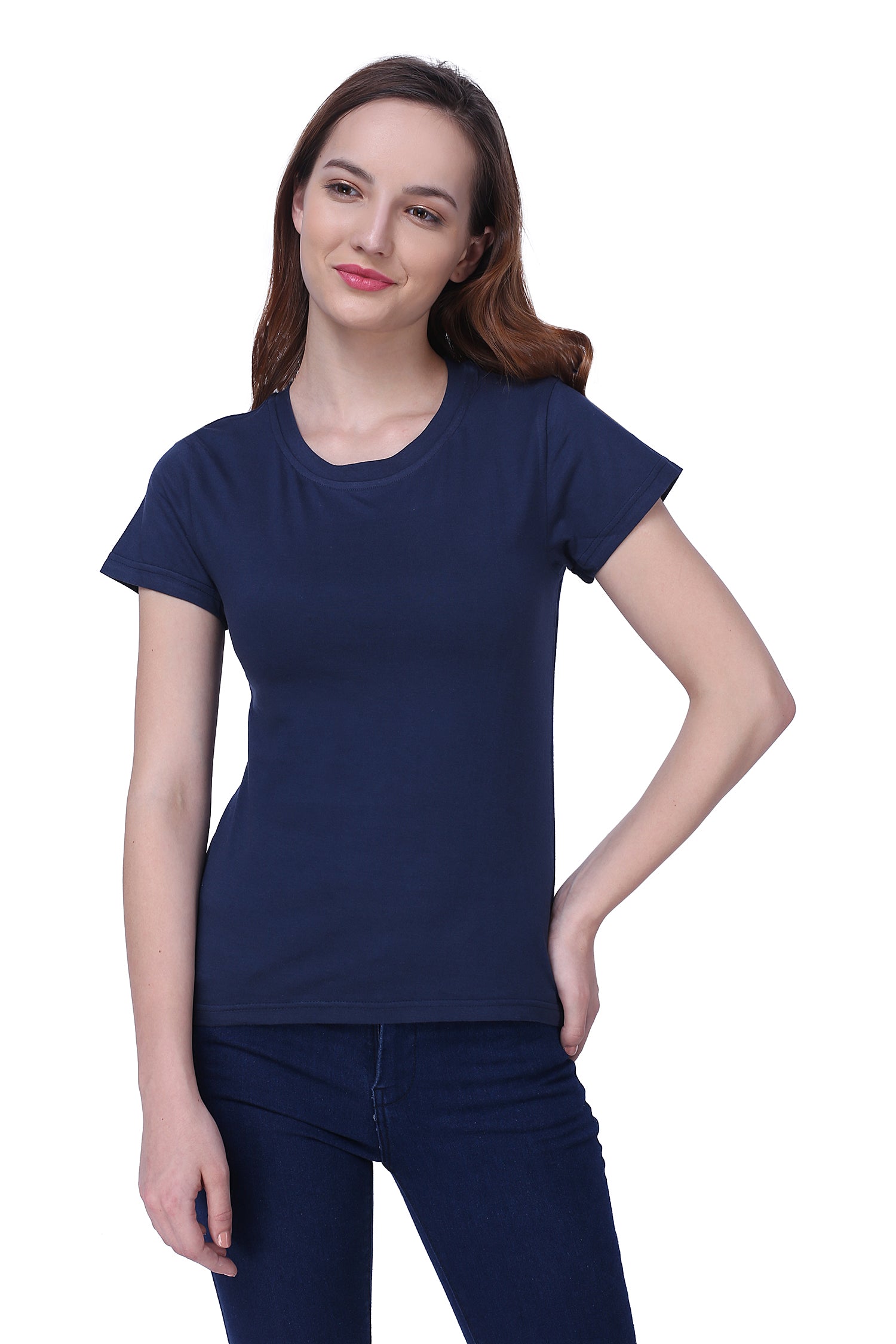 Semantic Women's Half Sleeve Cotton T-shirt - Solid (Regular Fit) - Semantic