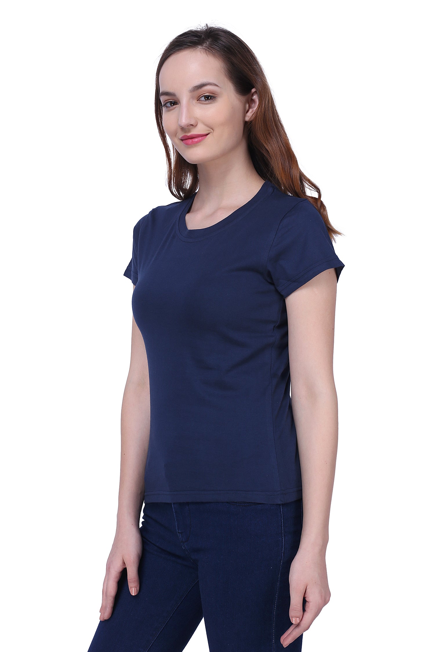 Semantic Women's Half Sleeve Cotton T-shirt - Solid (Regular Fit) - Semantic