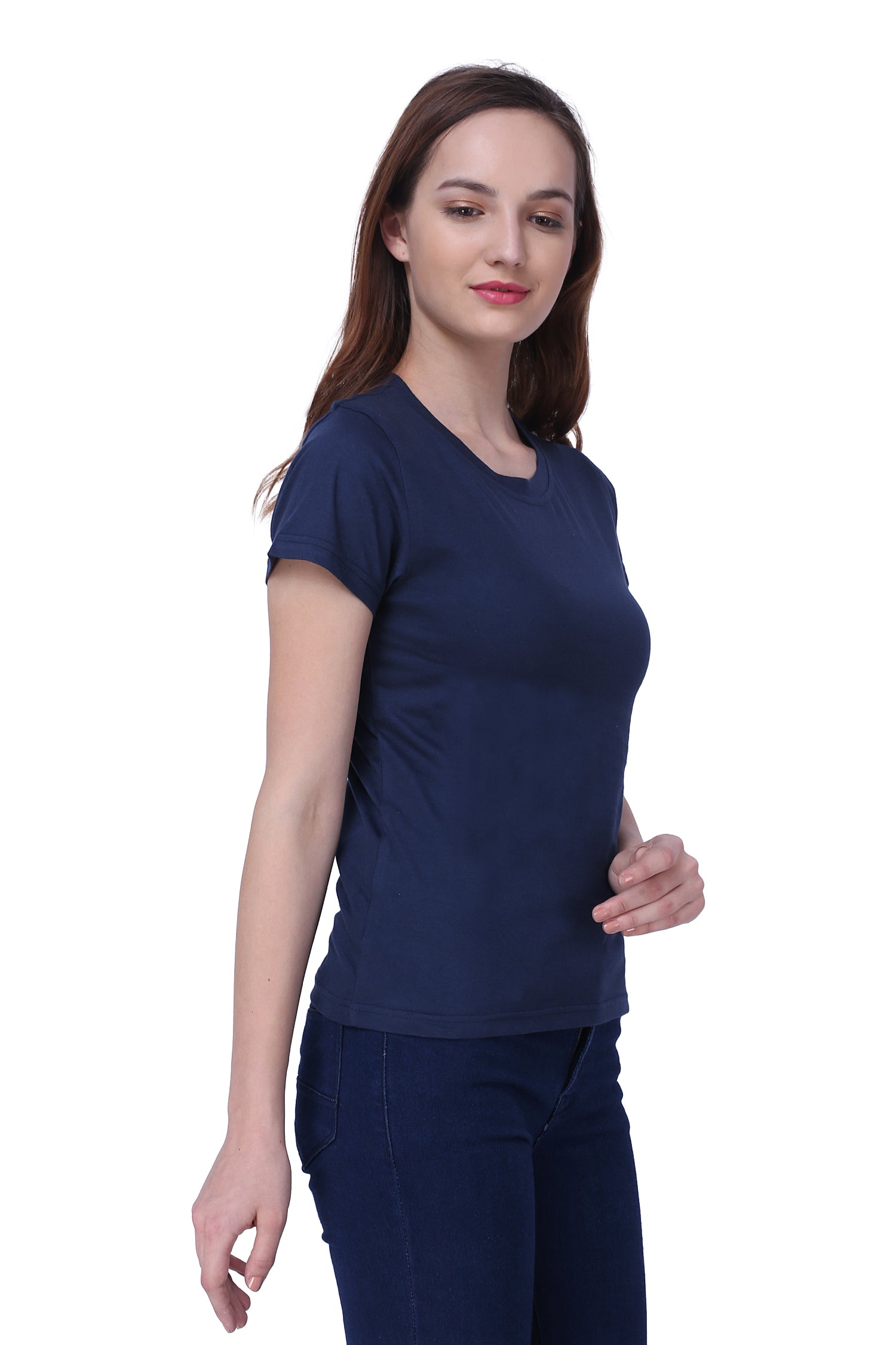 Semantic Women's Half Sleeve Cotton T-shirt - Solid (Regular Fit) - Semantic
