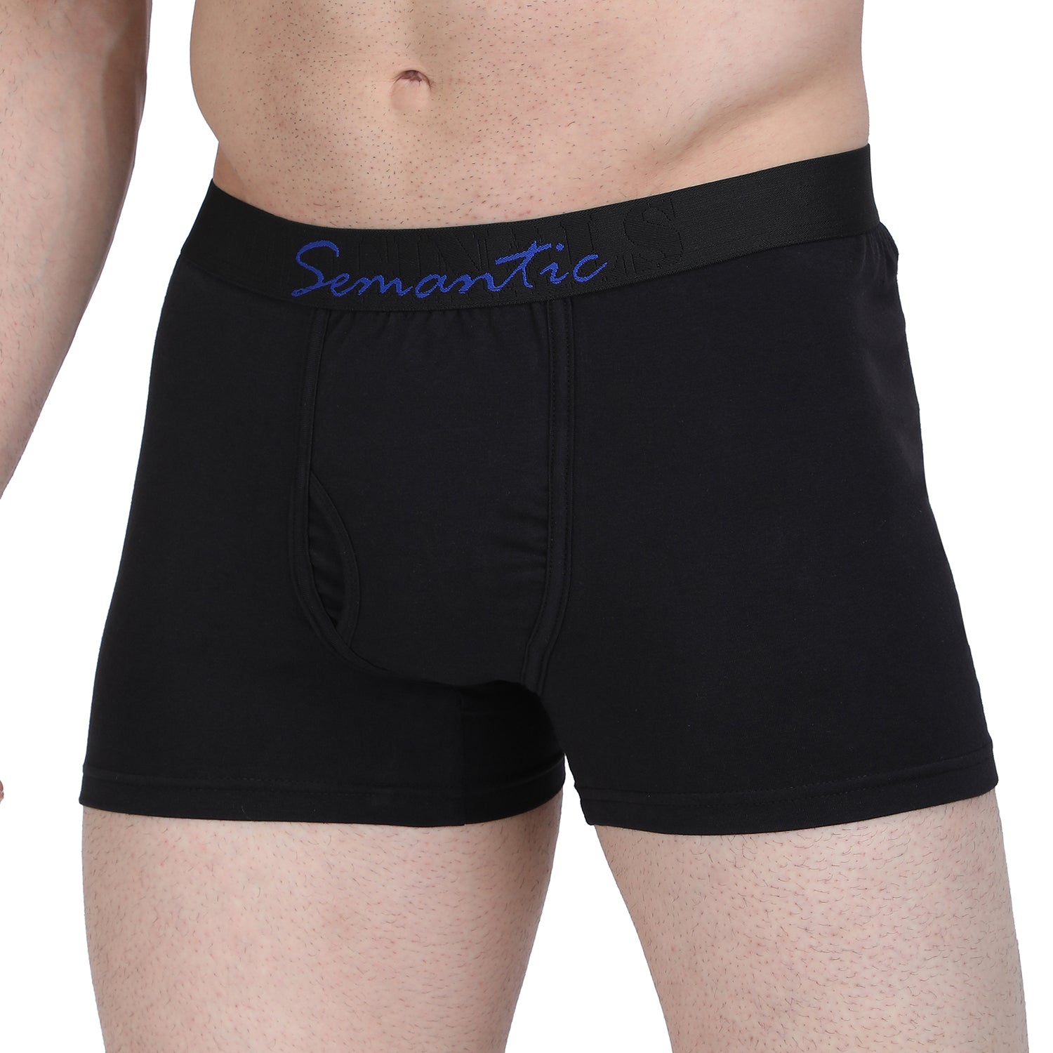 Semantic Cotton-Lycra Trunks with Fly - Solid (Pack of 4) - Semantic