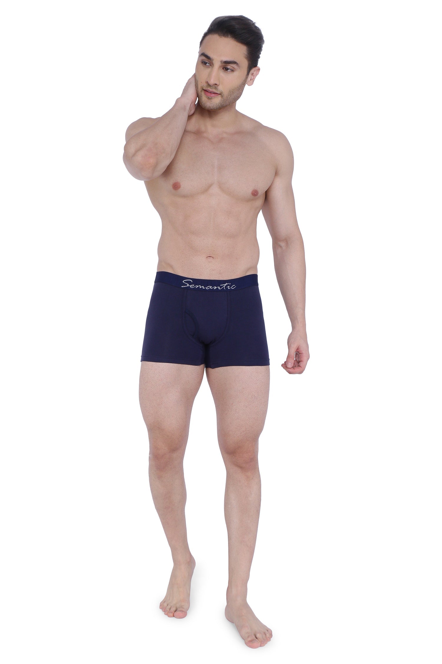 Semantic Cotton-Lycra Trunks with Fly - Solid (Pack of 4) - Semantic