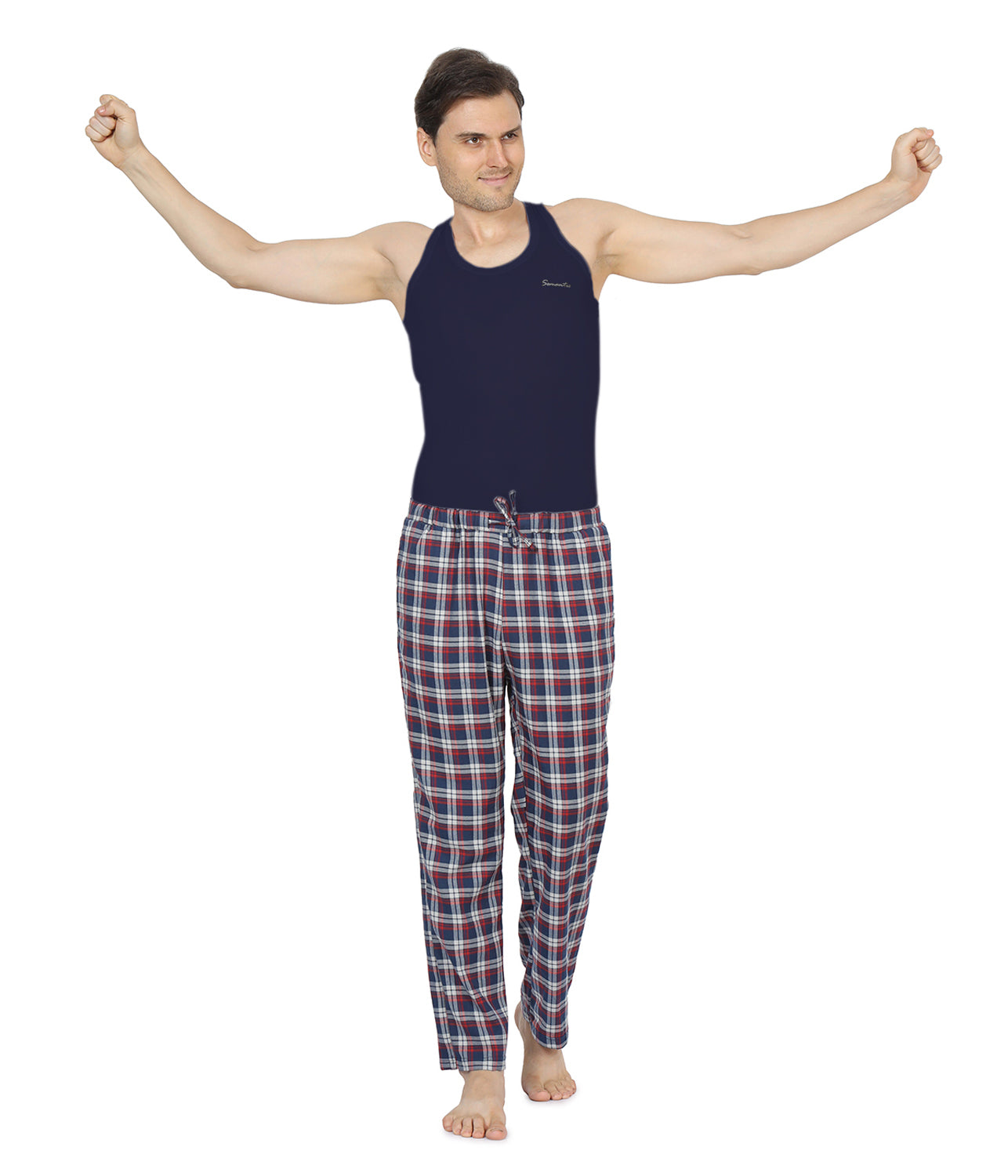 Semantic Mens Red, Blue & Grey Checks Pyjamas - Semantic