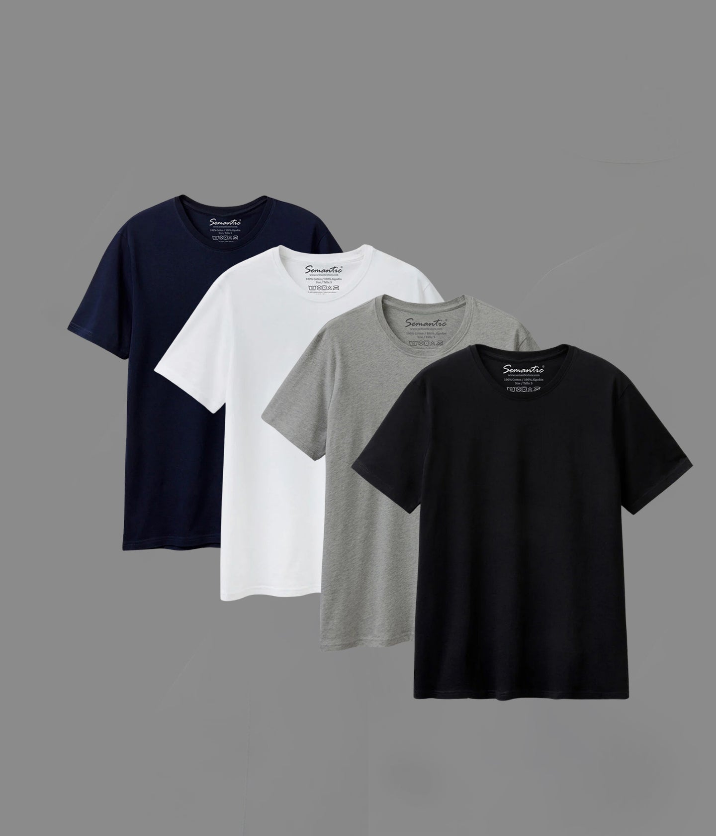 Semantic Half Sleeve Cotton T-shirt - Pack of 4 - Semantic