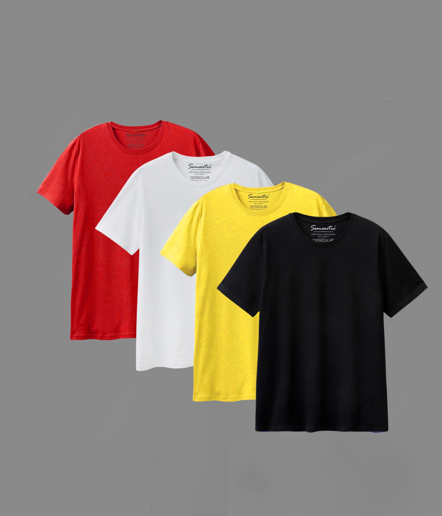 Semantic Half Sleeve Cotton T-shirt - Pack of 4 - Semantic