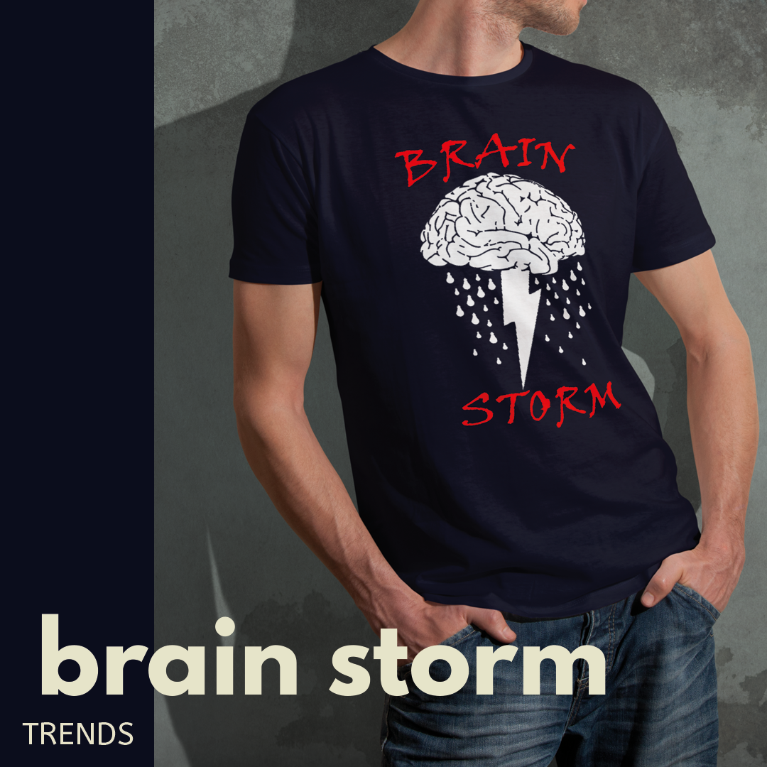 Semantic Half Sleeve Cotton T-shirt - Printed Brain Storm - Semantic Store