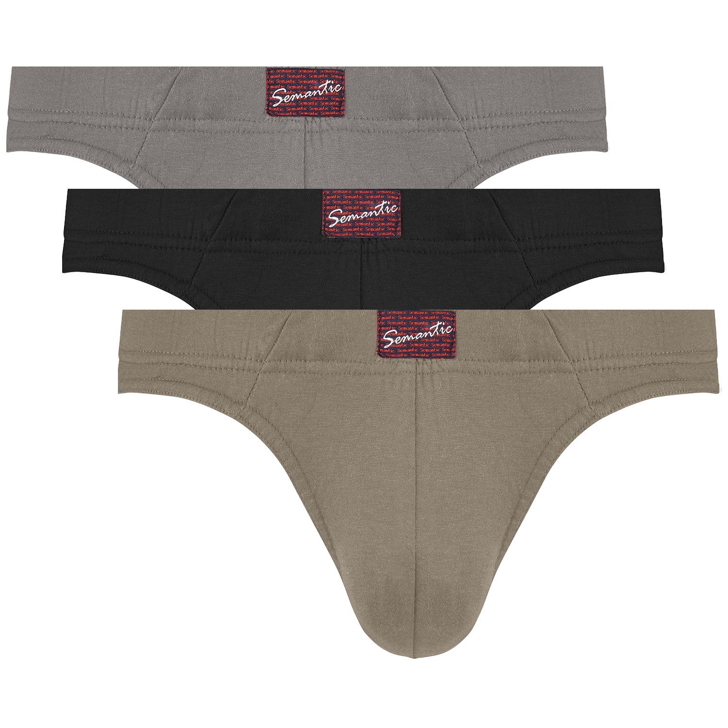 Semantic Cotton Briefs - Inner Waistband - Solid (Pack of 3) - Semantic