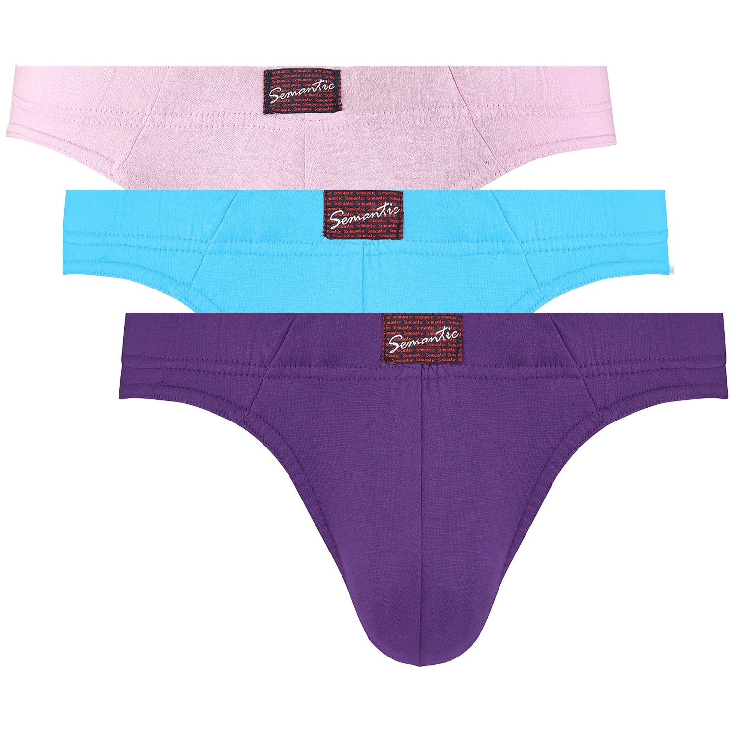 Semantic Cotton Briefs - Inner Waistband - Solid (Pack of 3) - Semantic