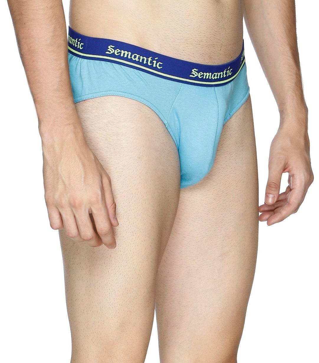 Semantic Cotton Briefs - Designer Waistband - Solid (Pack of 3) - Semantic