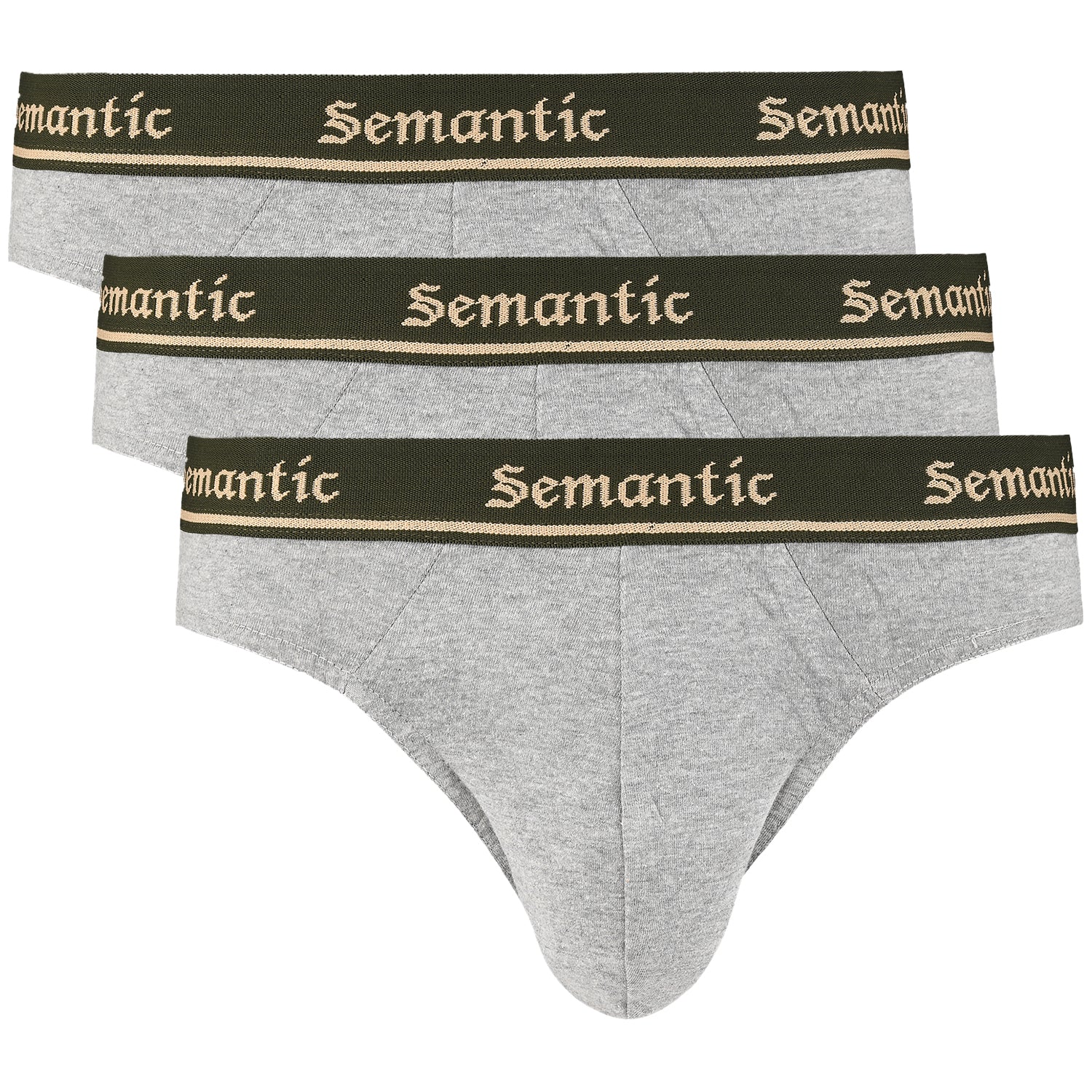Semantic Cotton Briefs - Designer Waistband - Solid (Pack of 3) - Semantic