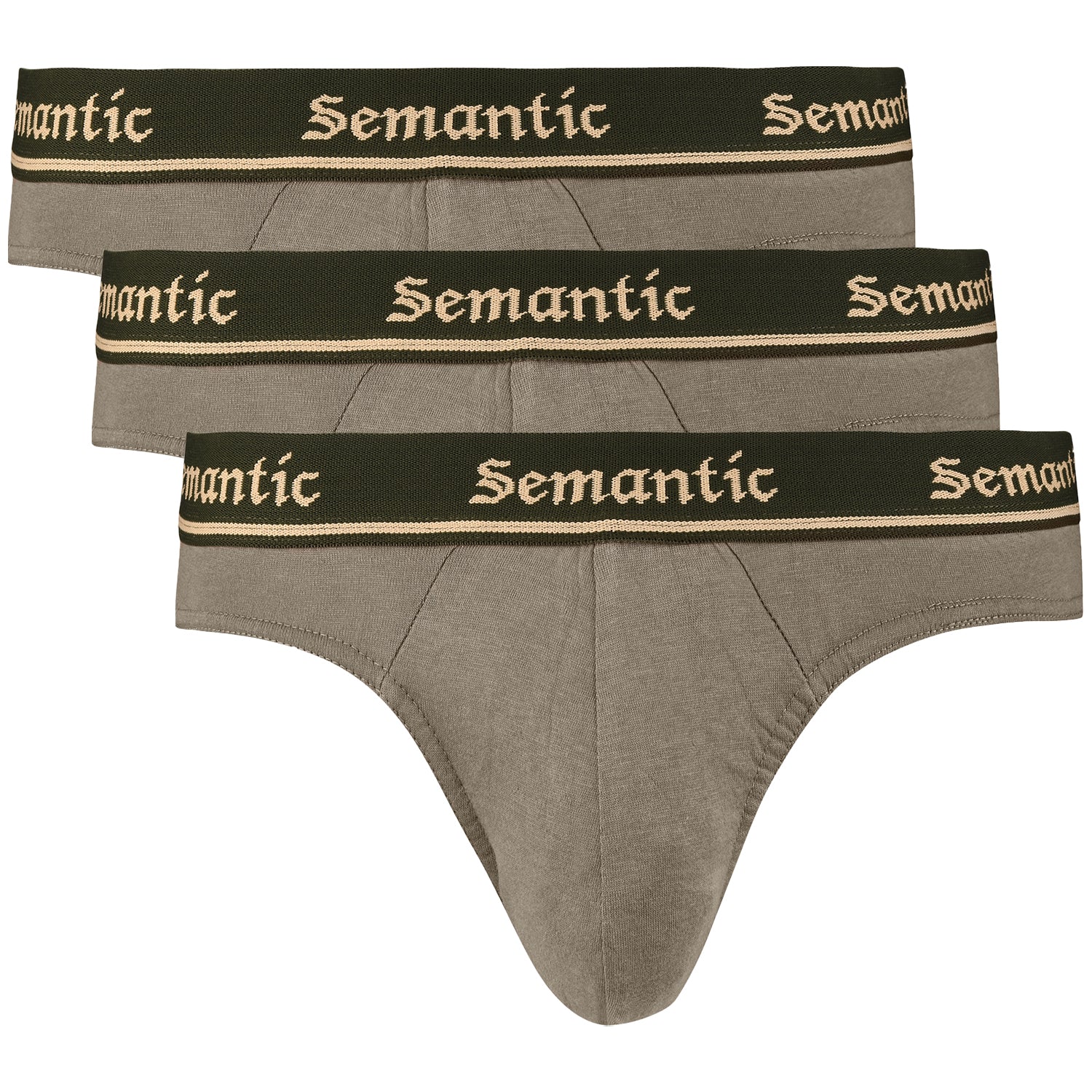 Semantic Cotton Briefs - Designer Waistband - Solid (Pack of 3) - Semantic