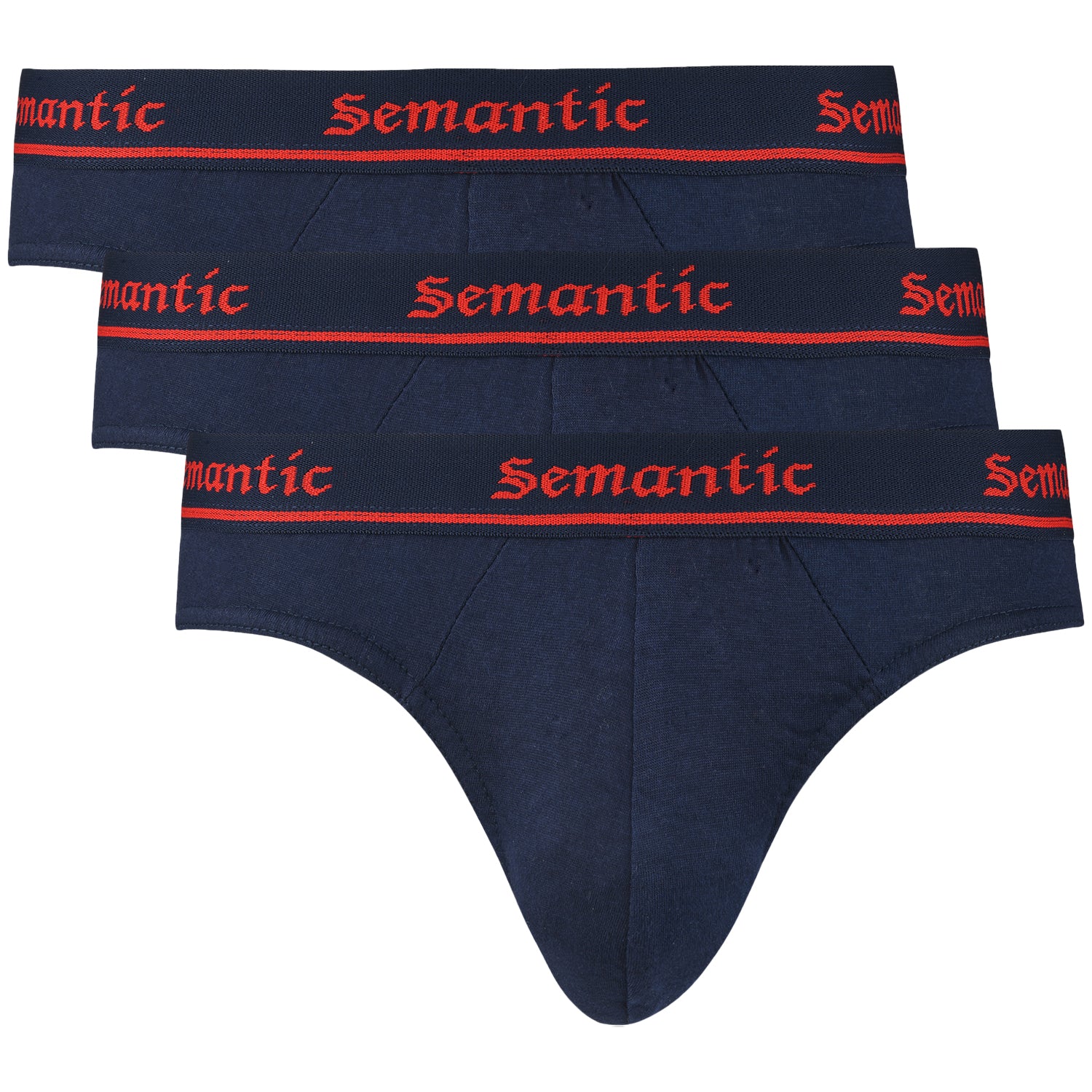 Semantic Cotton Briefs - Designer Waistband - Solid (Pack of 3) - Semantic