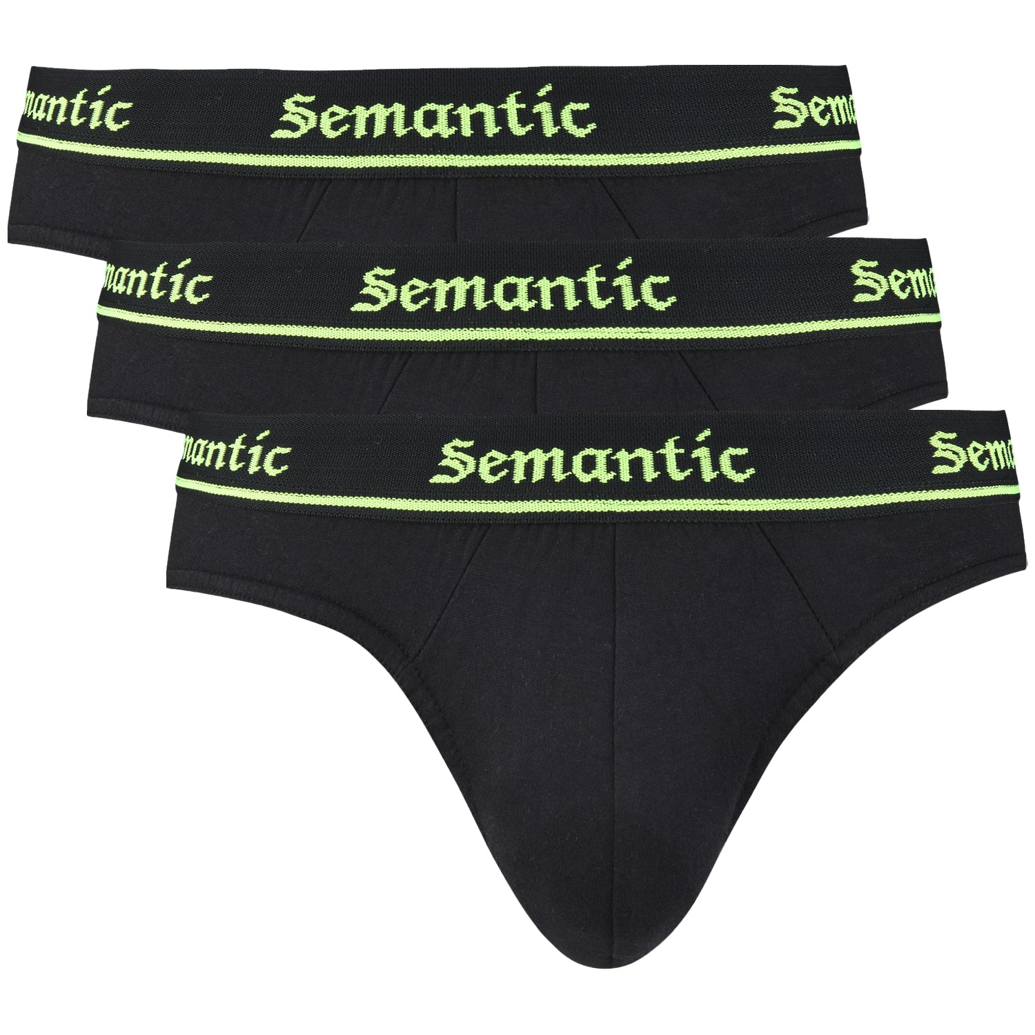 Semantic Cotton Briefs - Designer Waistband - Solid (Pack of 3) - Semantic