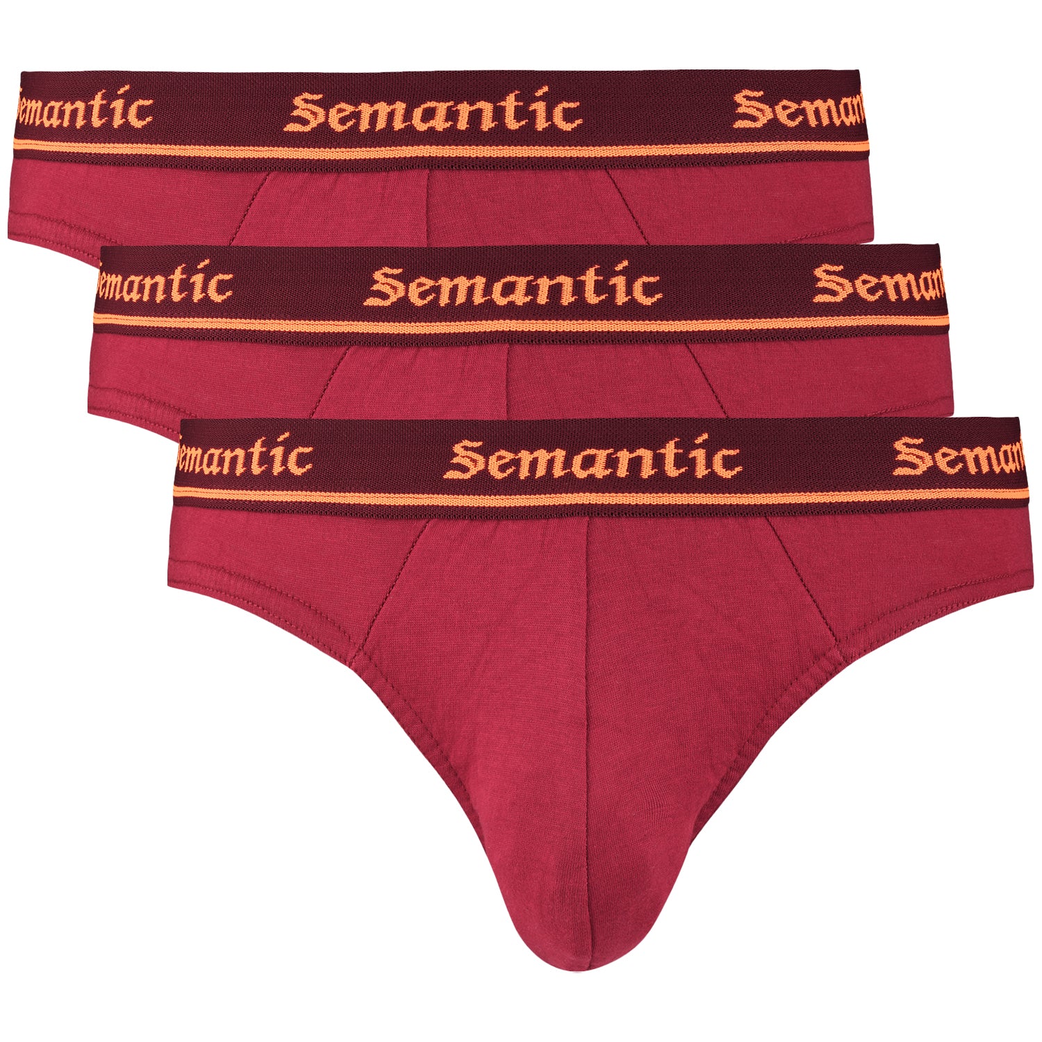 Semantic Cotton Briefs - Designer Waistband - Solid (Pack of 3) - Semantic