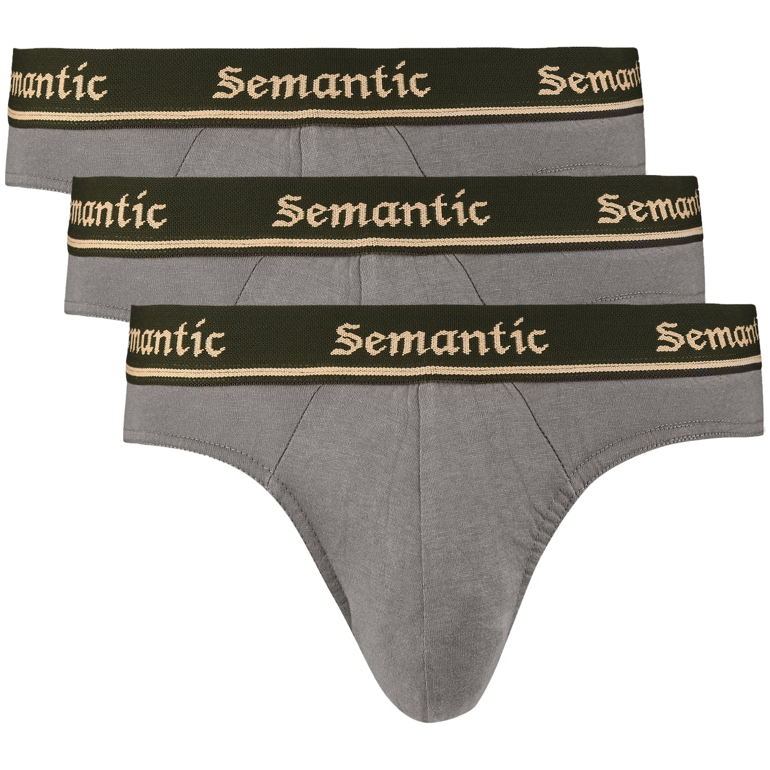 Semantic Cotton Briefs - Designer Waistband - Solid (Pack of 3) - Semantic