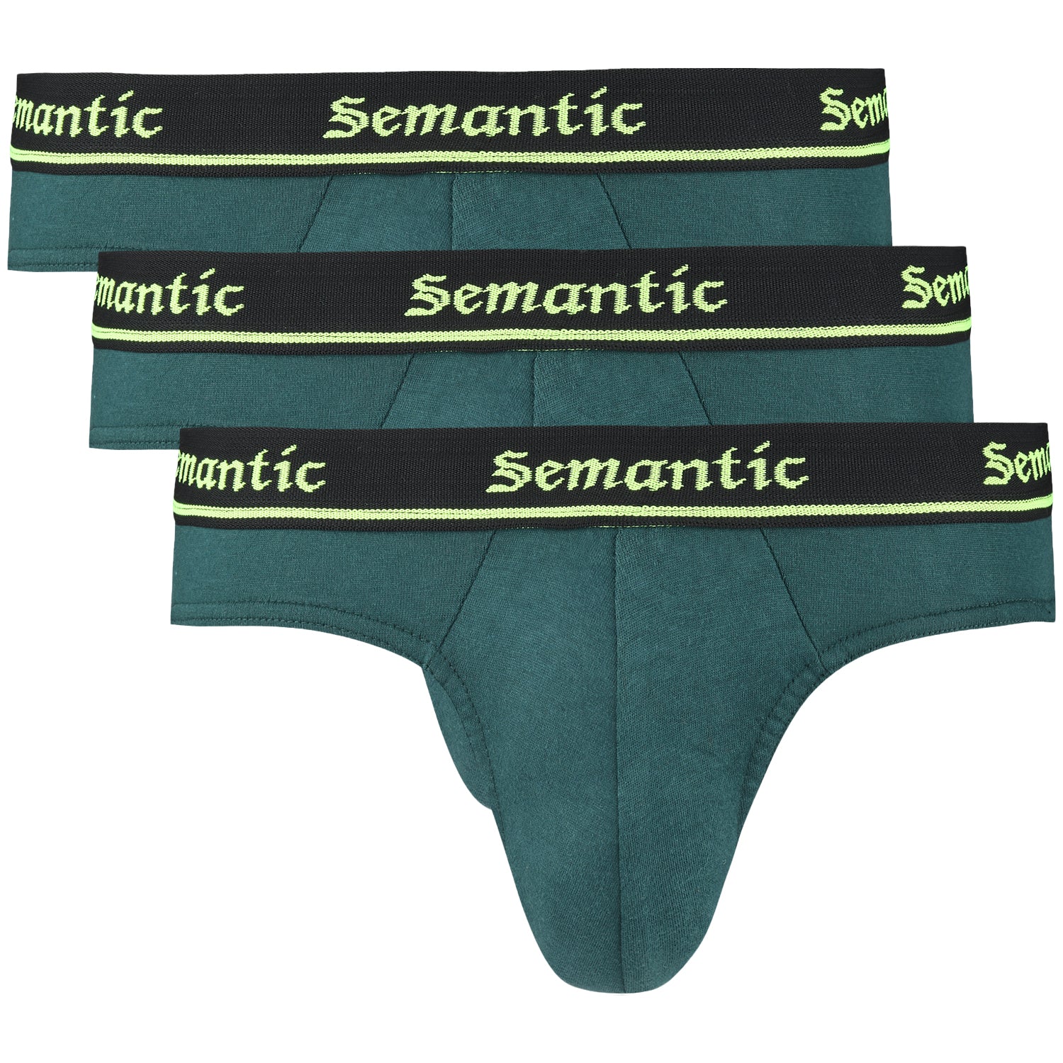 Semantic Cotton Briefs - Designer Waistband - Solid (Pack of 3) - Semantic