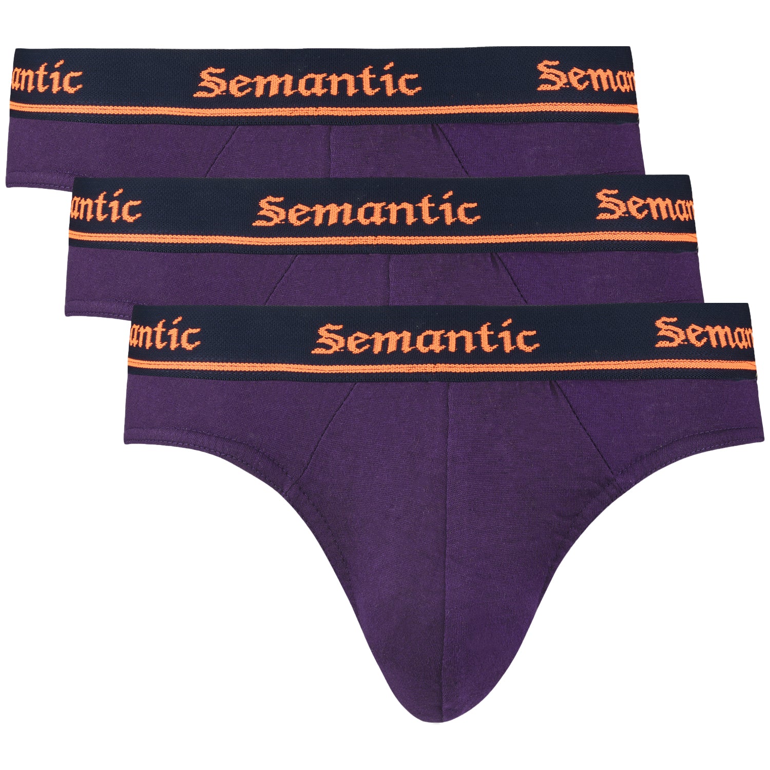 Semantic Cotton Briefs - Designer Waistband - Solid (Pack of 3) - Semantic