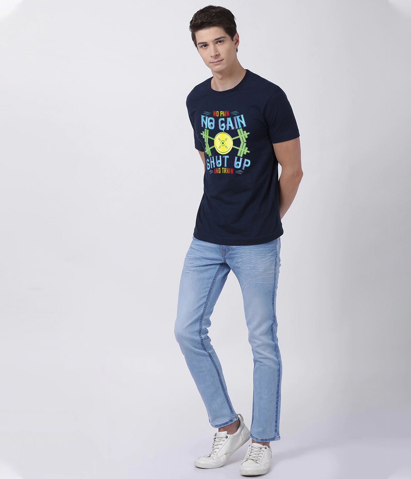 Semantic Graphic Cotton T-shirt - No Pain No Gain - Semantic