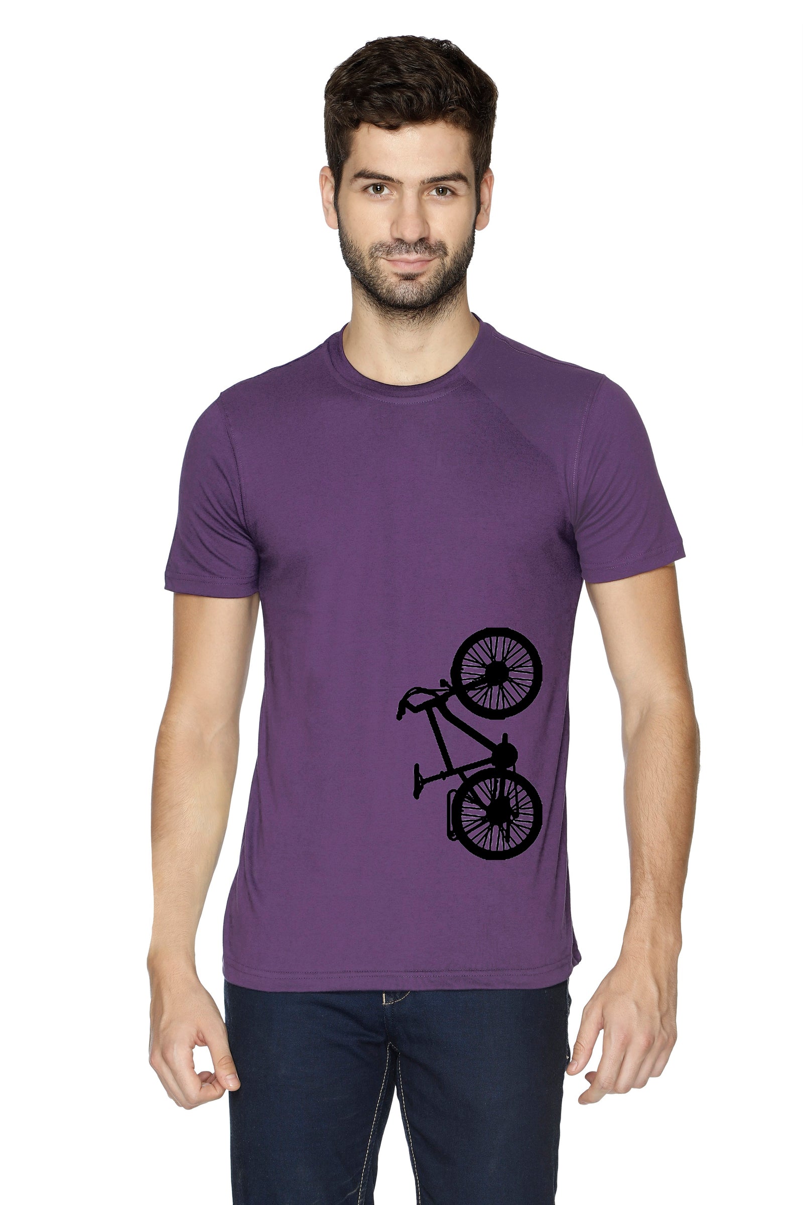 Semantic Half Sleeve Cotton T-shirt - Printed Bicycle - Semantic