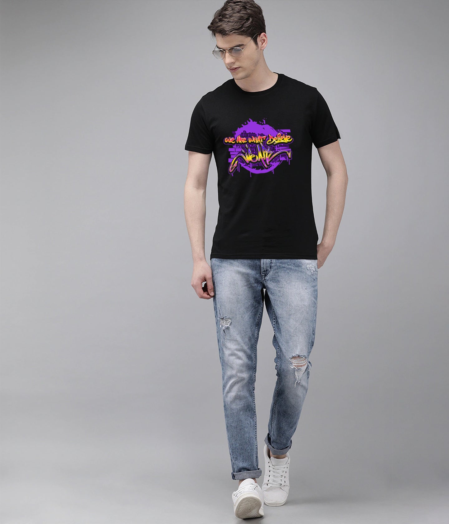 Semantic Graphic Cotton T-shirt - We Believe - Semantic