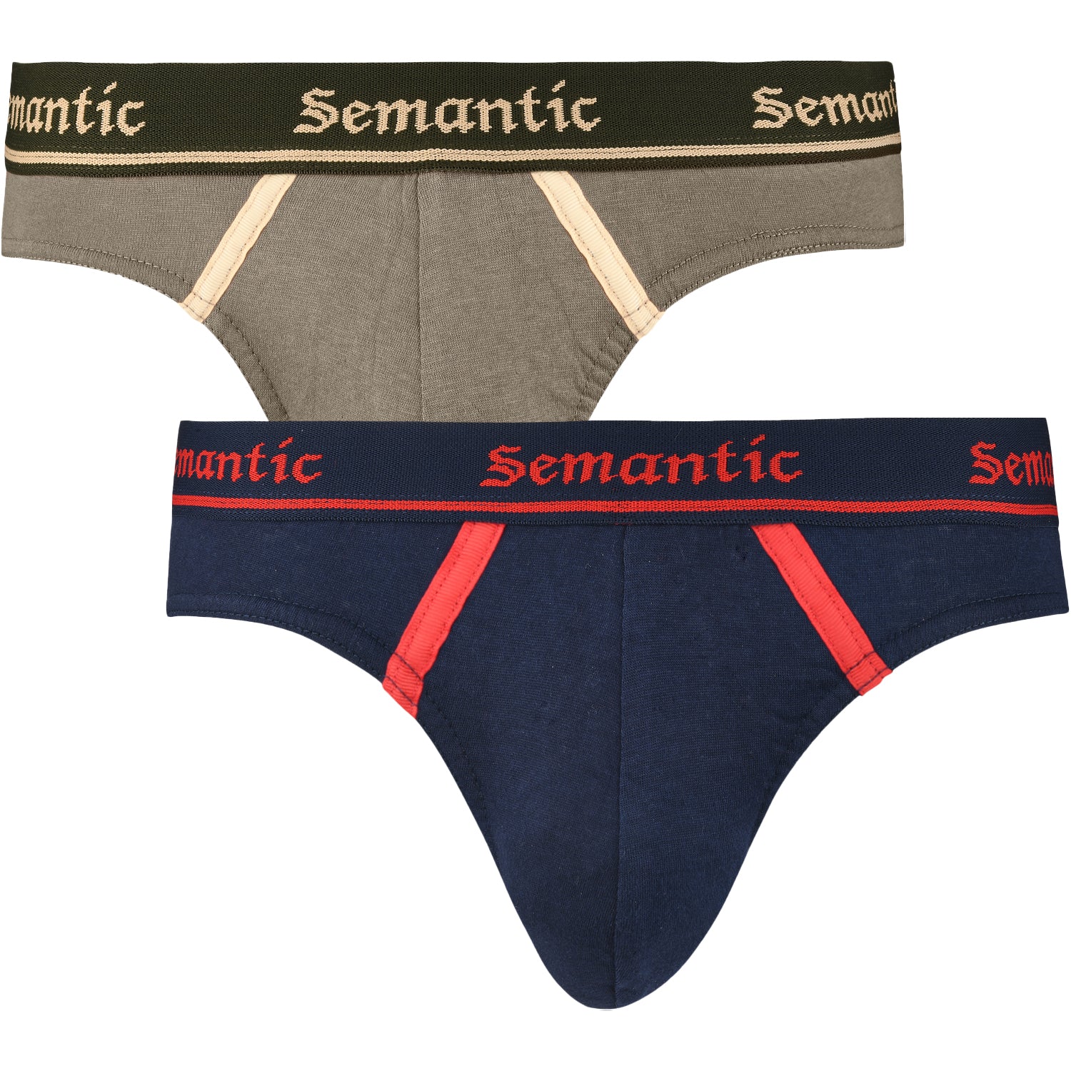 Semantic Cotton Briefs - Designer Waistband with Tape - Solid (Pack of 2)