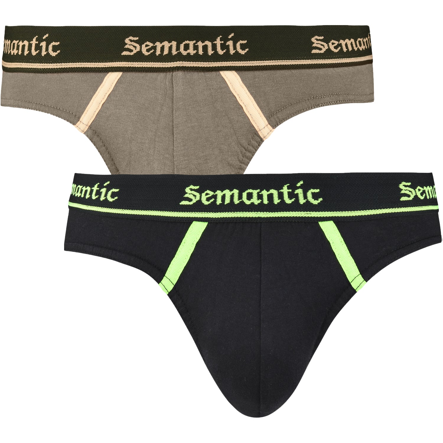 Semantic Cotton Briefs - Designer Waistband with Tape - Solid (Pack of 2)