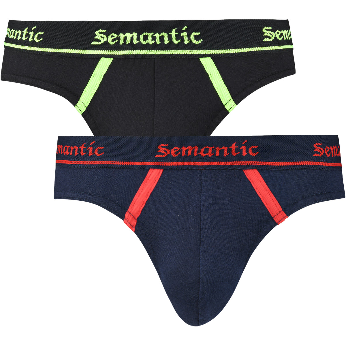 Semantic Cotton Briefs - Designer Waistband with Tape - Solid (Pack of 2) - Semantic