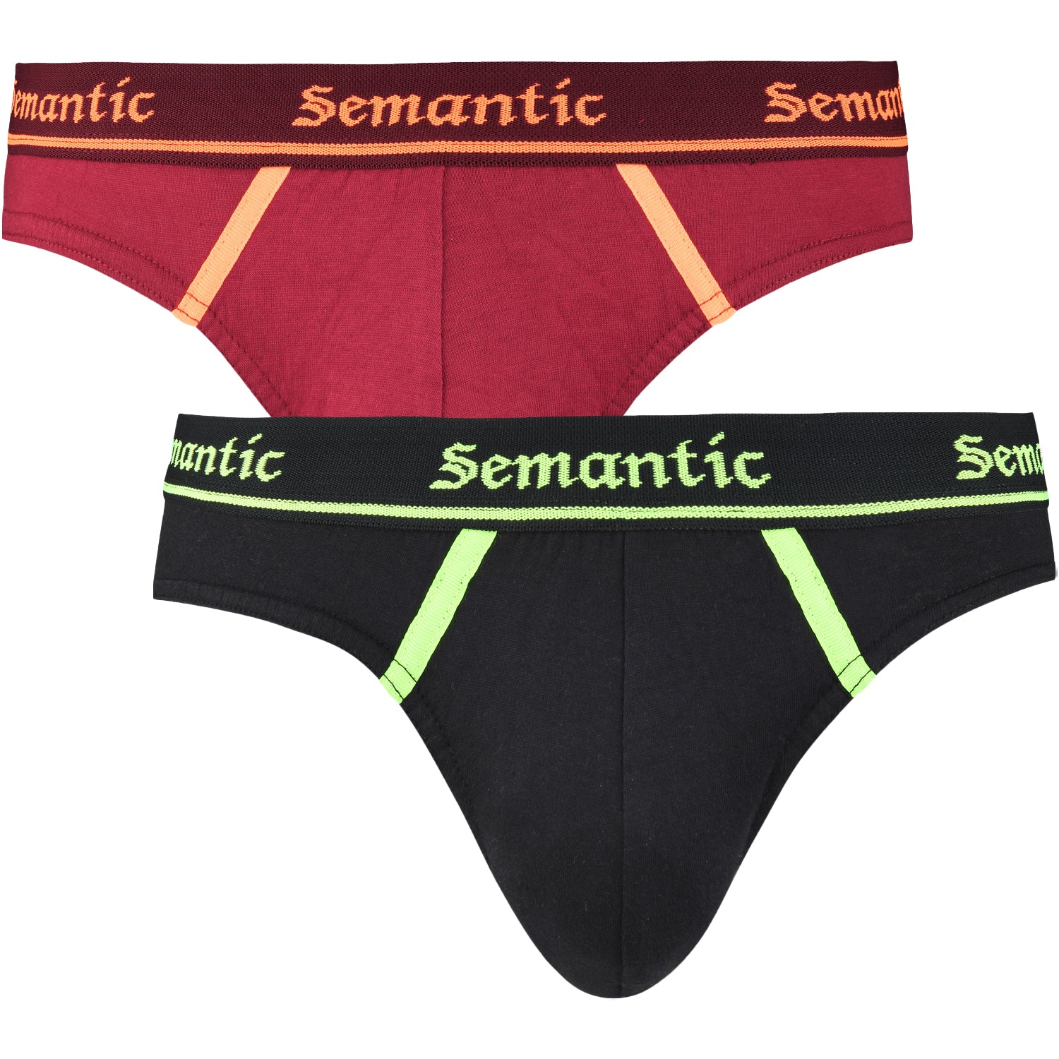 Semantic Cotton Briefs - Designer Waistband with Tape - Solid (Pack of 2)