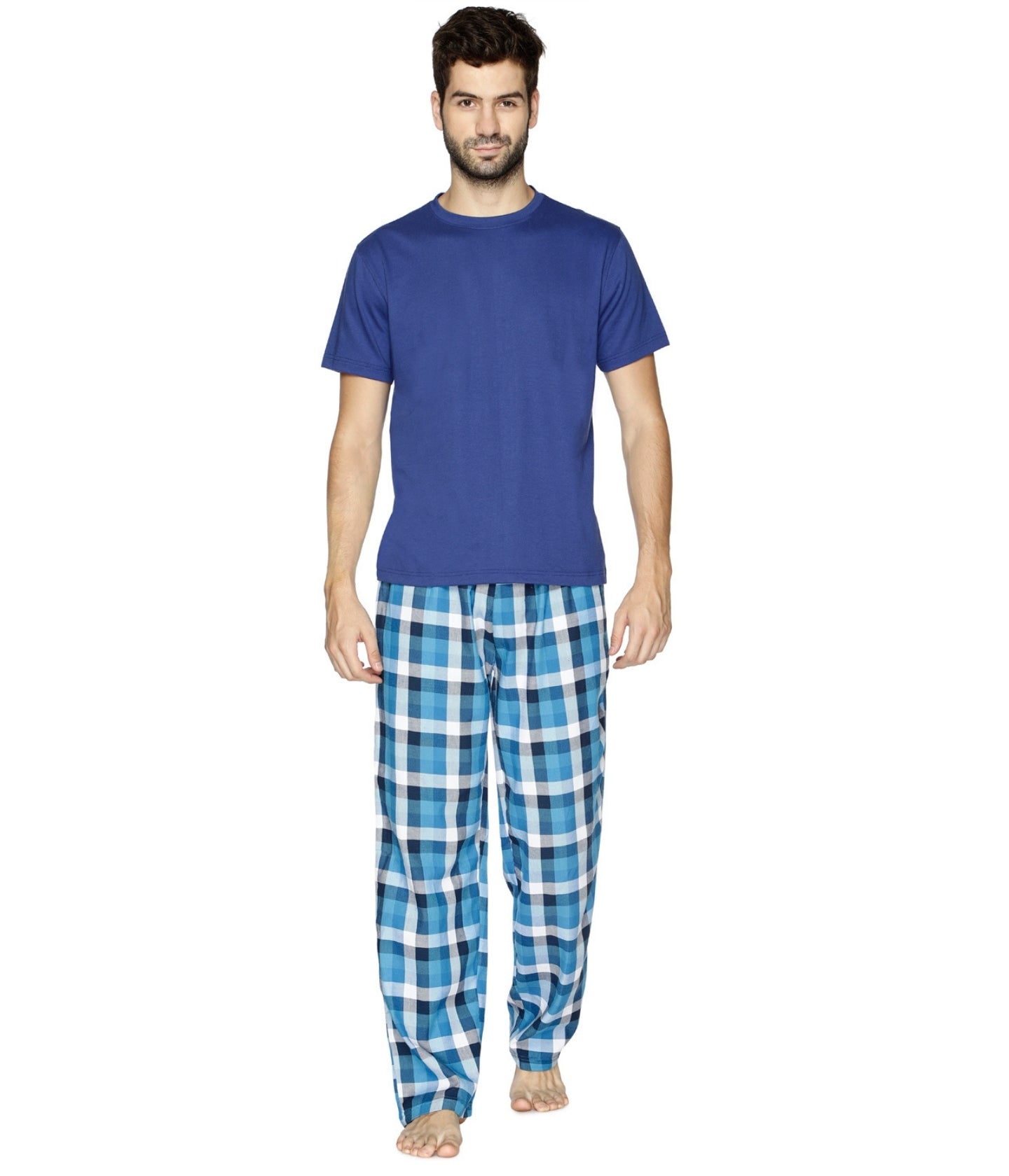 Semantic Mens Blue & White Checks Pyjamas - Semantic