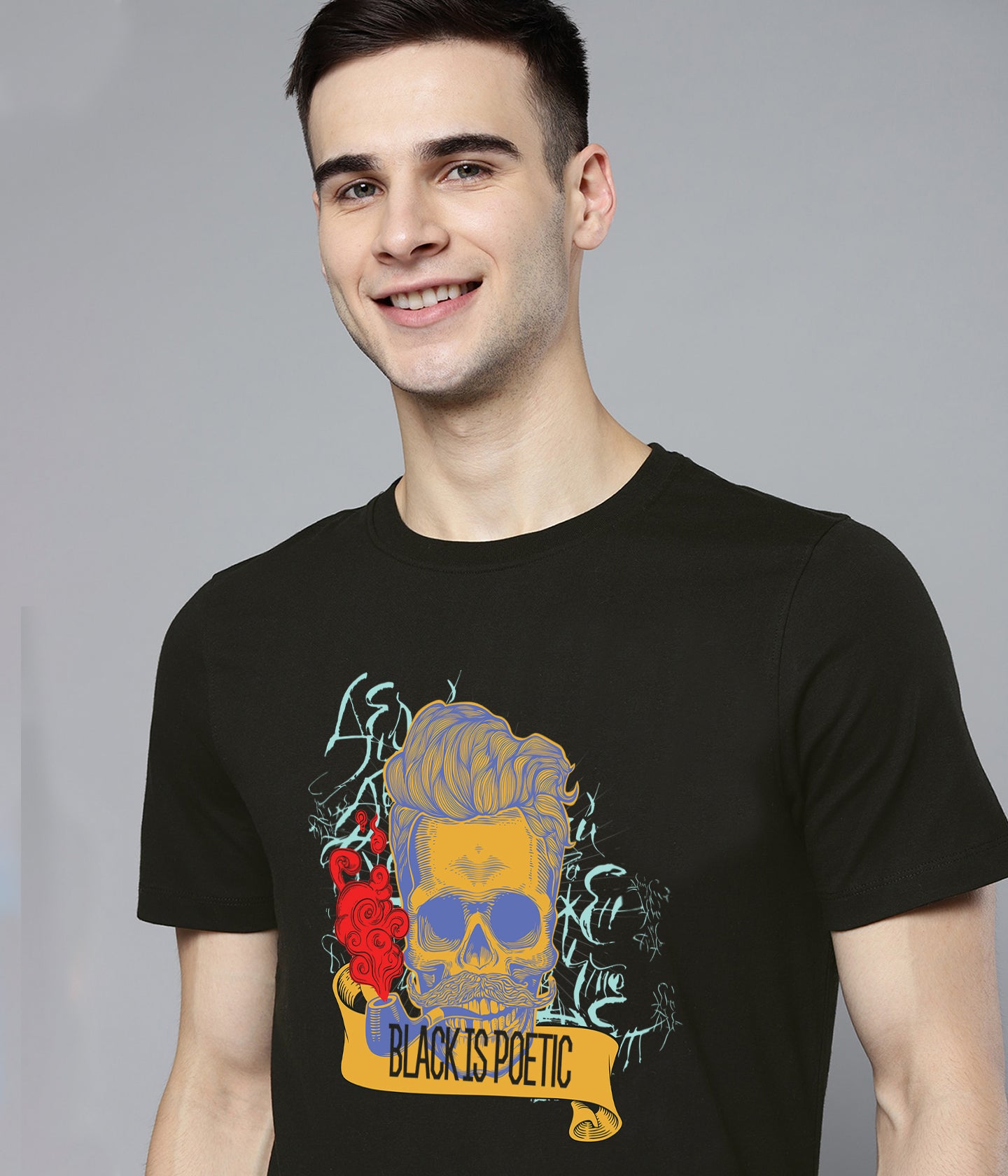 Semantic Graphic Cotton T-shirt - Black Is Poetic