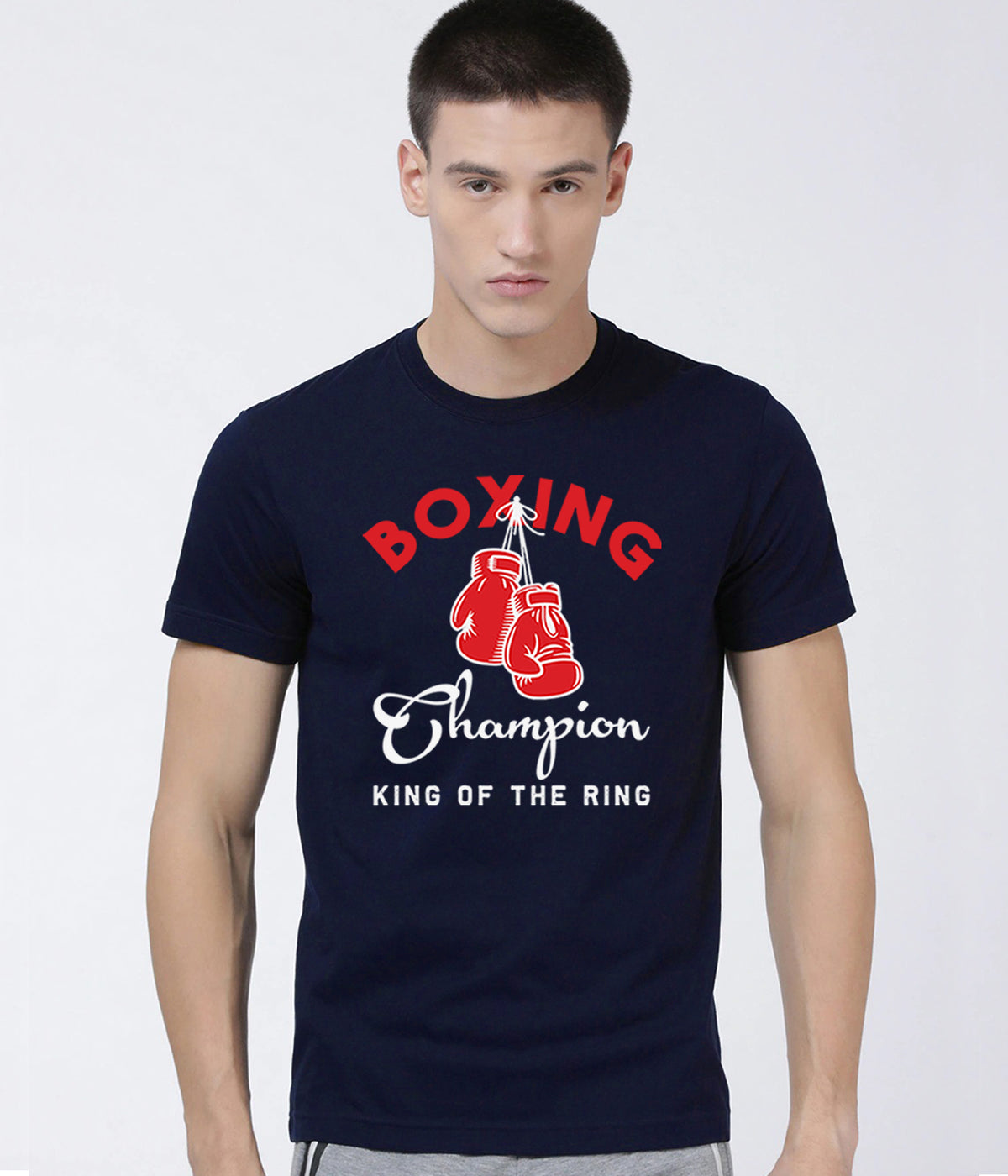 Semantic Graphic Cotton T-shirt - Boxing Champ