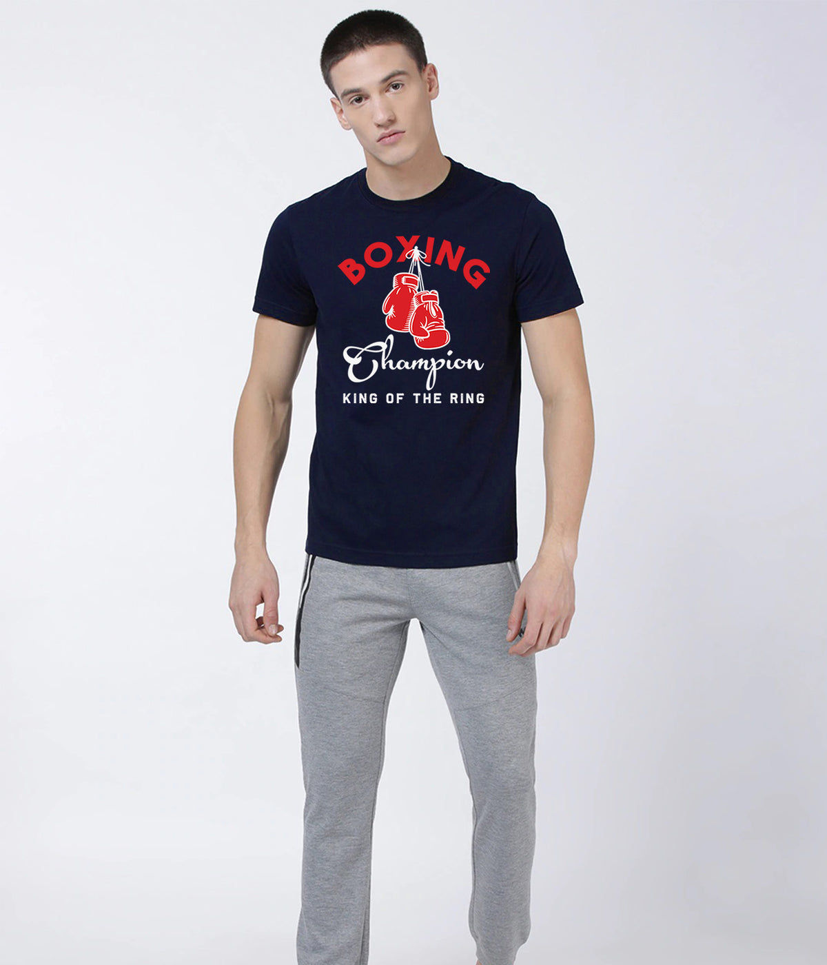Semantic Graphic Cotton T-shirt - Boxing Champ