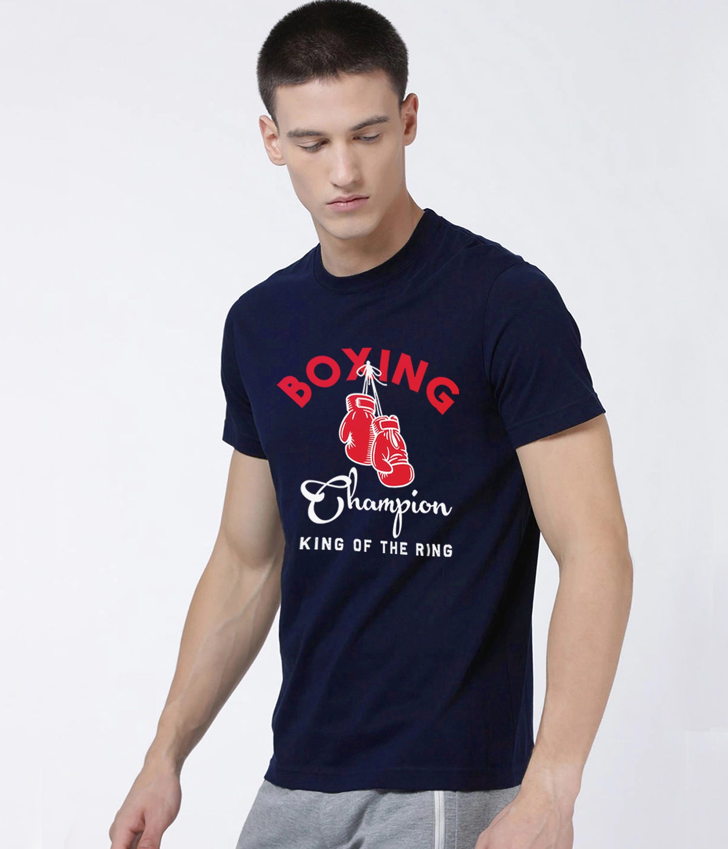 Semantic Graphic Cotton T-shirt - Boxing Champ