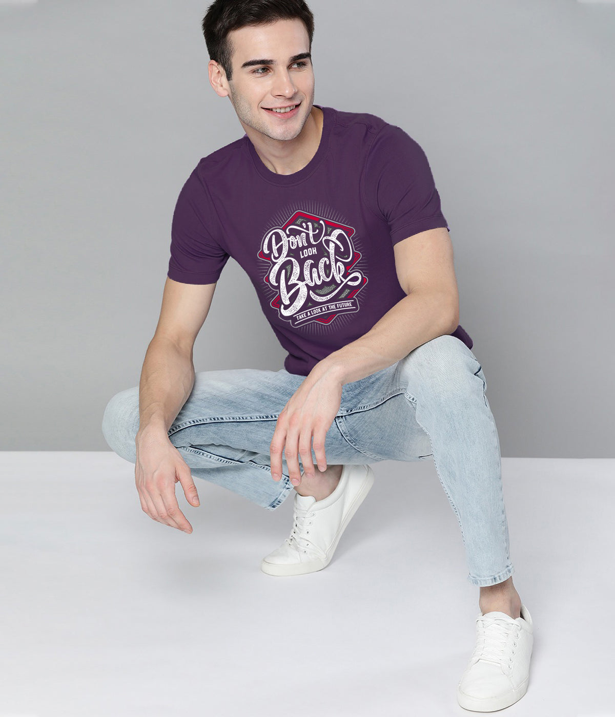 Semantic Graphic Cotton T-shirt - Dont Look Back